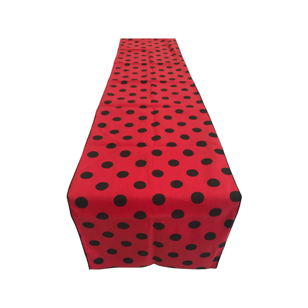 12" Wide x 108" Long, Polka Dot Print Broadcloth Poly Cotton Table Runner