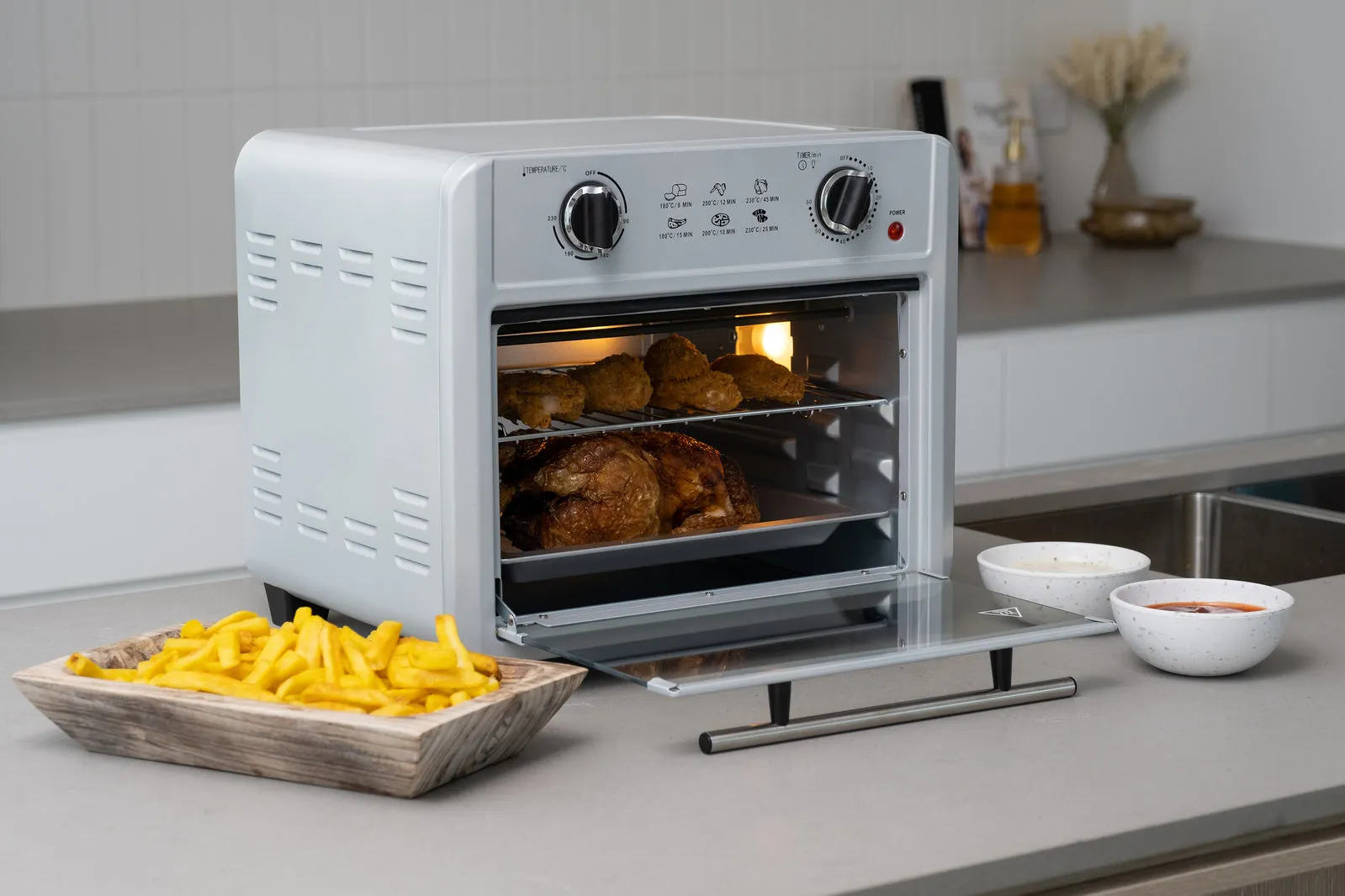 23L Air Fryer Oven | 3 Cooking Accessories | Silver