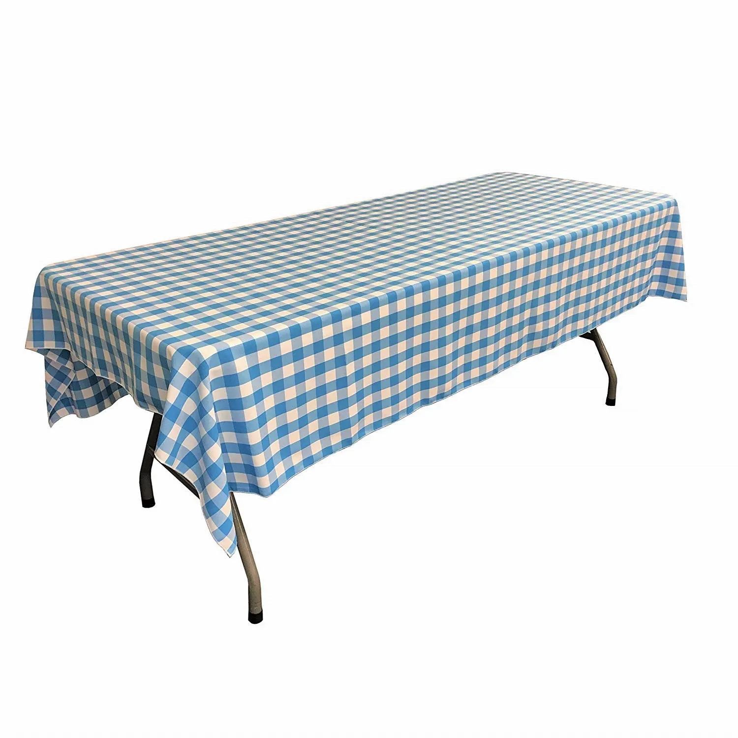 60" Wide x 72" Long Rectangular Polyester Poplin Gingham Checkered Tablecloth
