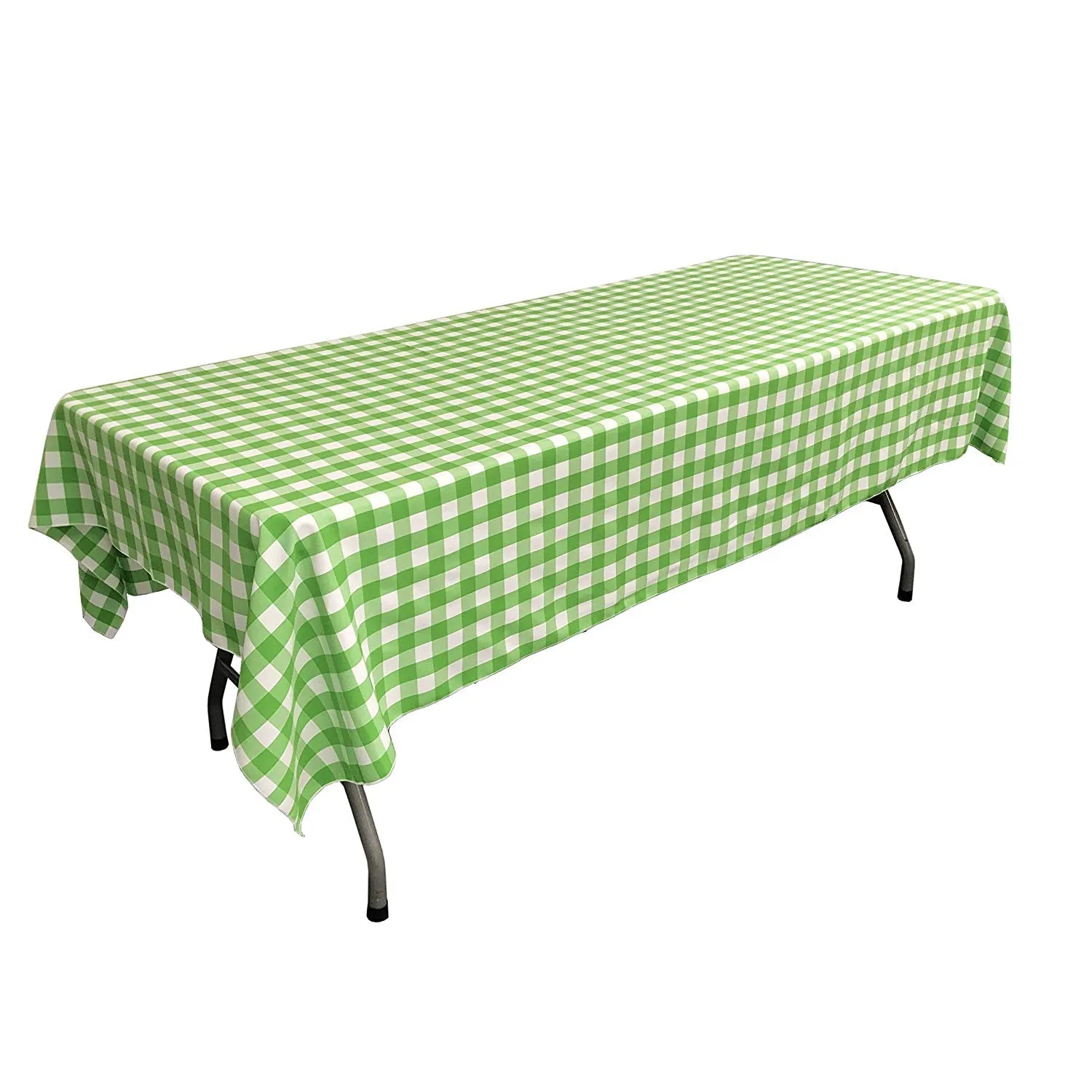 60" Wide x 72" Long Rectangular Polyester Poplin Gingham Checkered Tablecloth