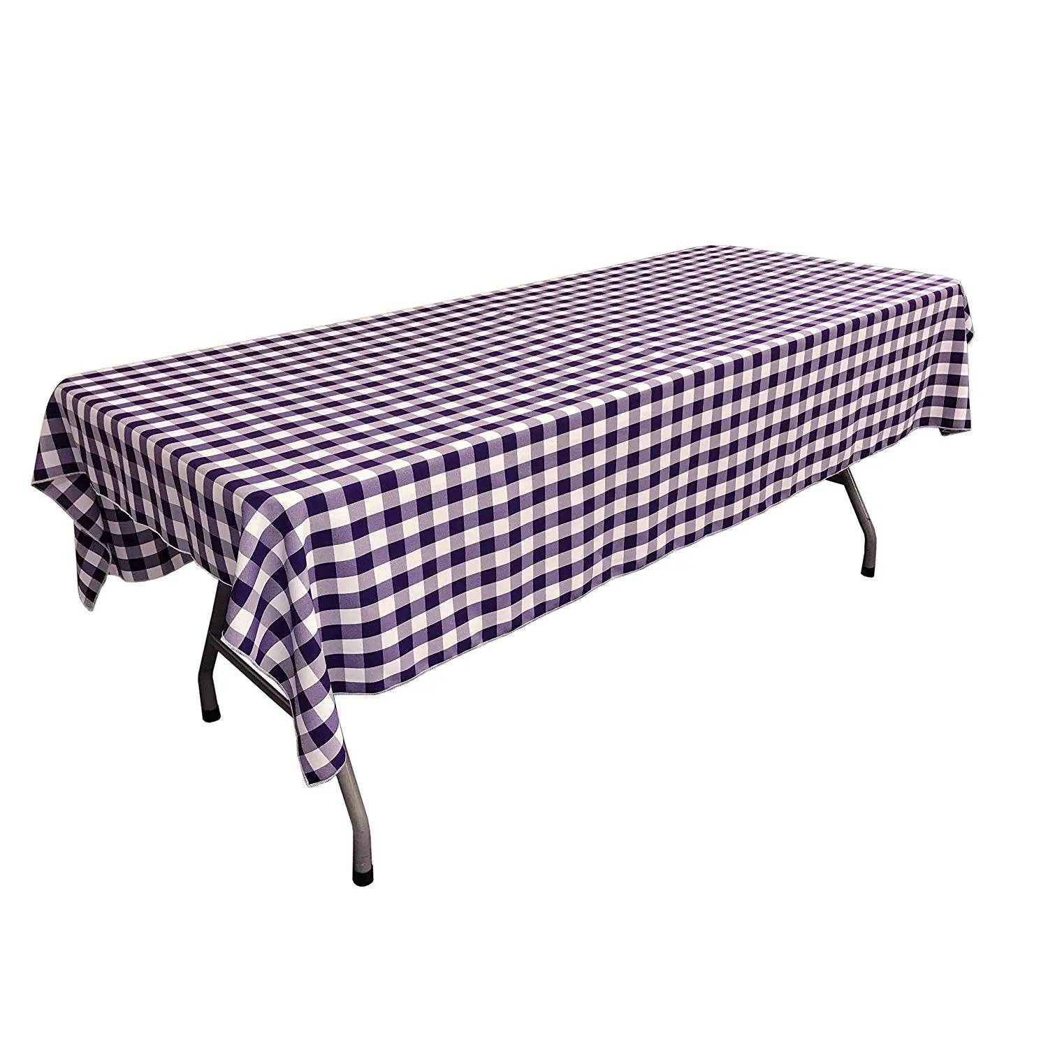 60" Wide x 72" Long Rectangular Polyester Poplin Gingham Checkered Tablecloth