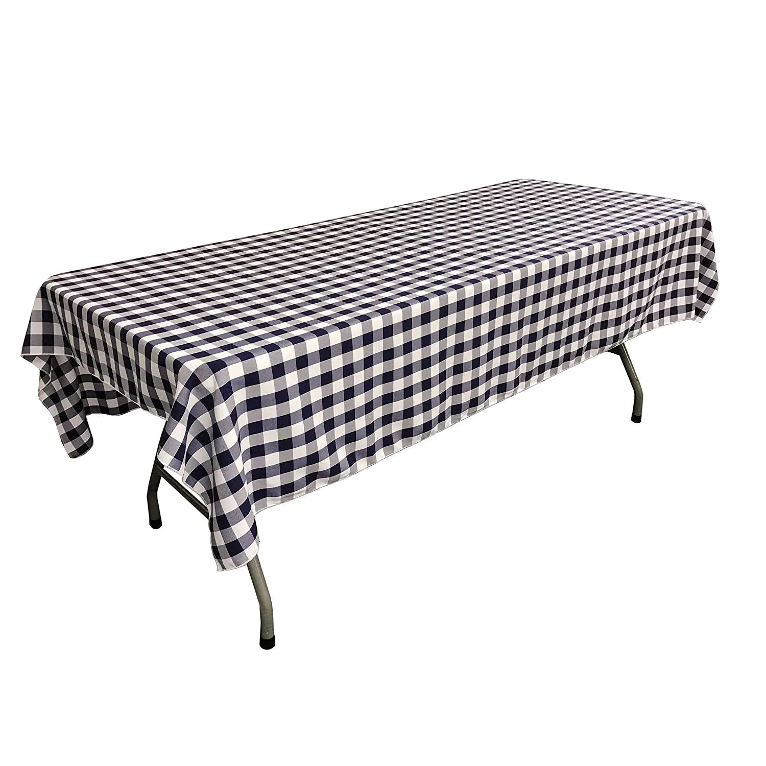 60" Wide x 72" Long Rectangular Polyester Poplin Gingham Checkered Tablecloth