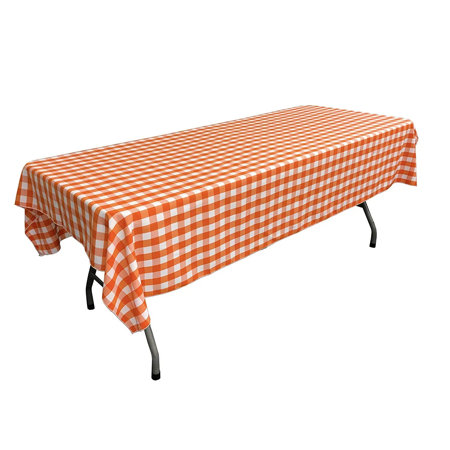 60" Wide x 72" Long Rectangular Polyester Poplin Gingham Checkered Tablecloth