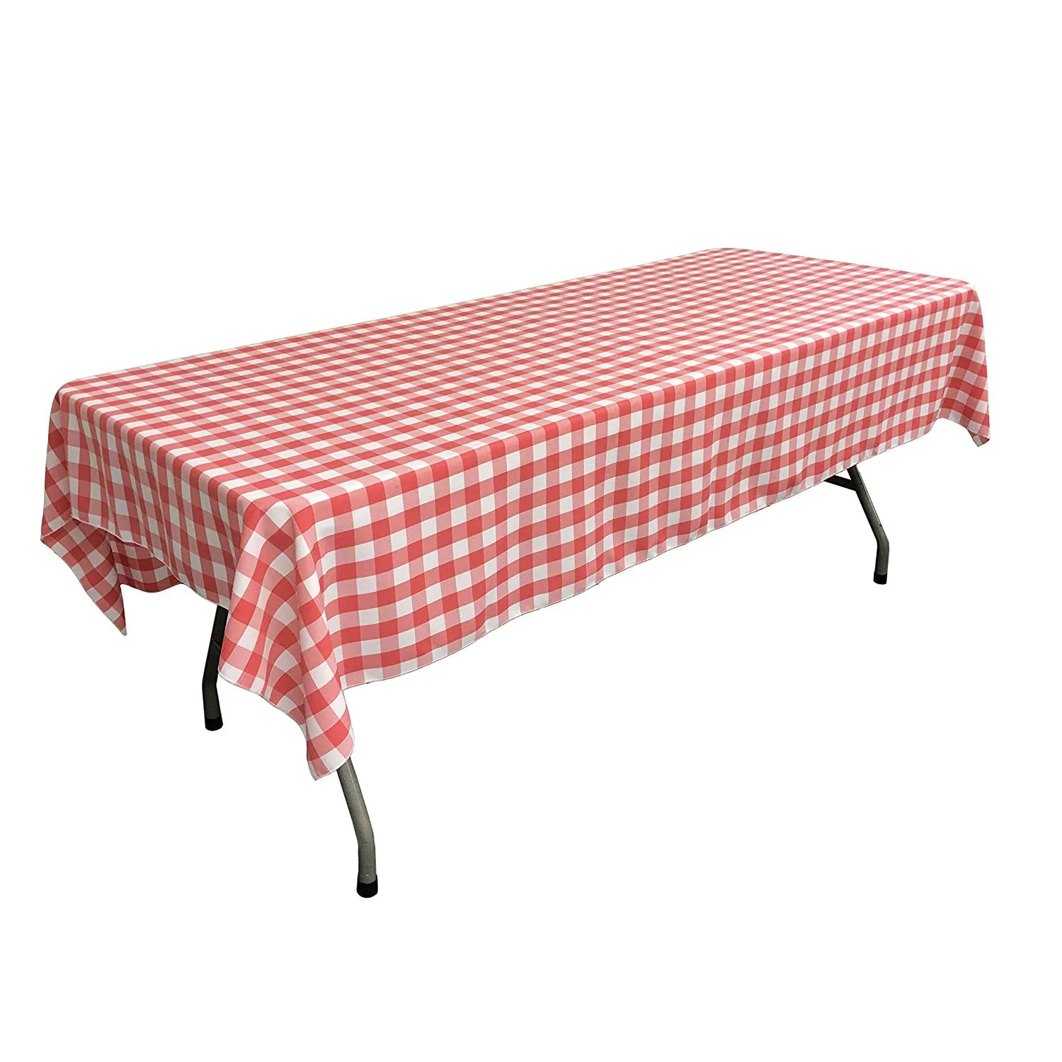 60" Wide x 72" Long Rectangular Polyester Poplin Gingham Checkered Tablecloth