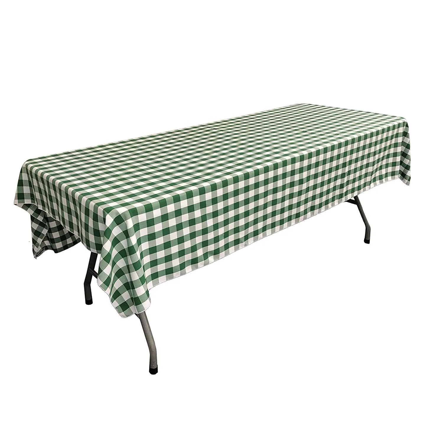 60" Wide x 72" Long Rectangular Polyester Poplin Gingham Checkered Tablecloth