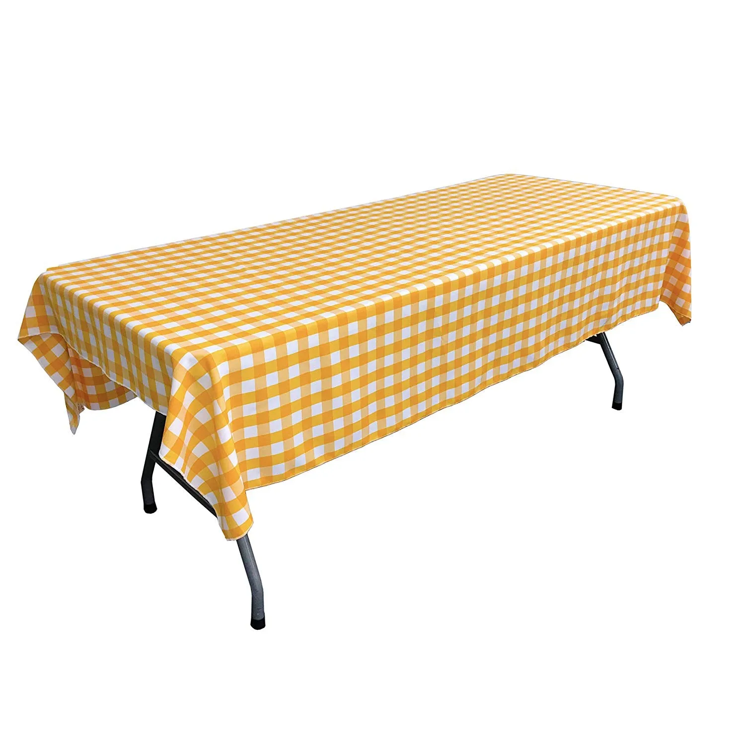 60" Wide x 72" Long Rectangular Polyester Poplin Gingham Checkered Tablecloth