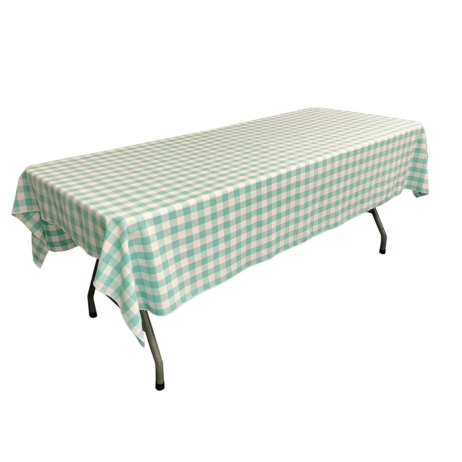 60" Wide x 72" Long Rectangular Polyester Poplin Gingham Checkered Tablecloth