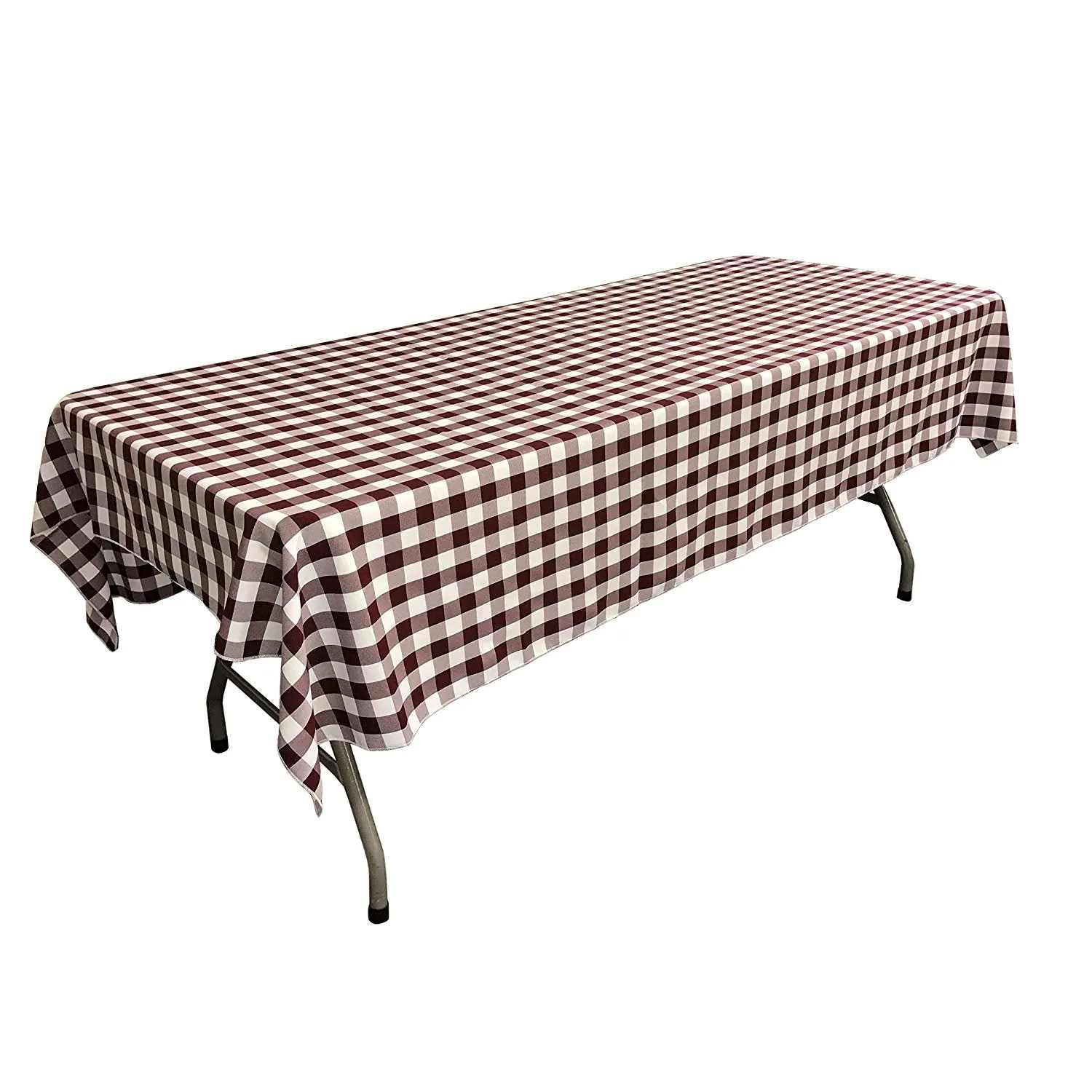 60" Wide x 72" Long Rectangular Polyester Poplin Gingham Checkered Tablecloth