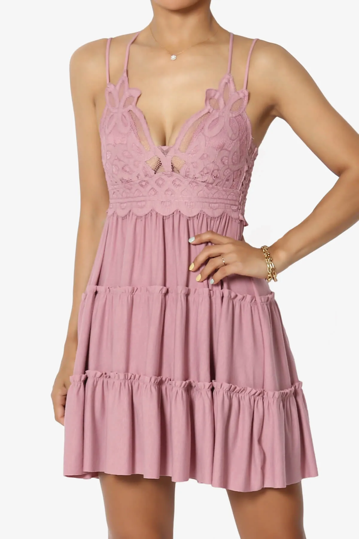 Adella Crochet Lace Ruffle Cami Tunic PLUS