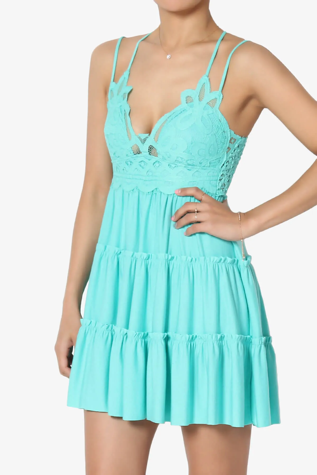 Adella Crochet Lace Ruffle Cami Tunic PLUS