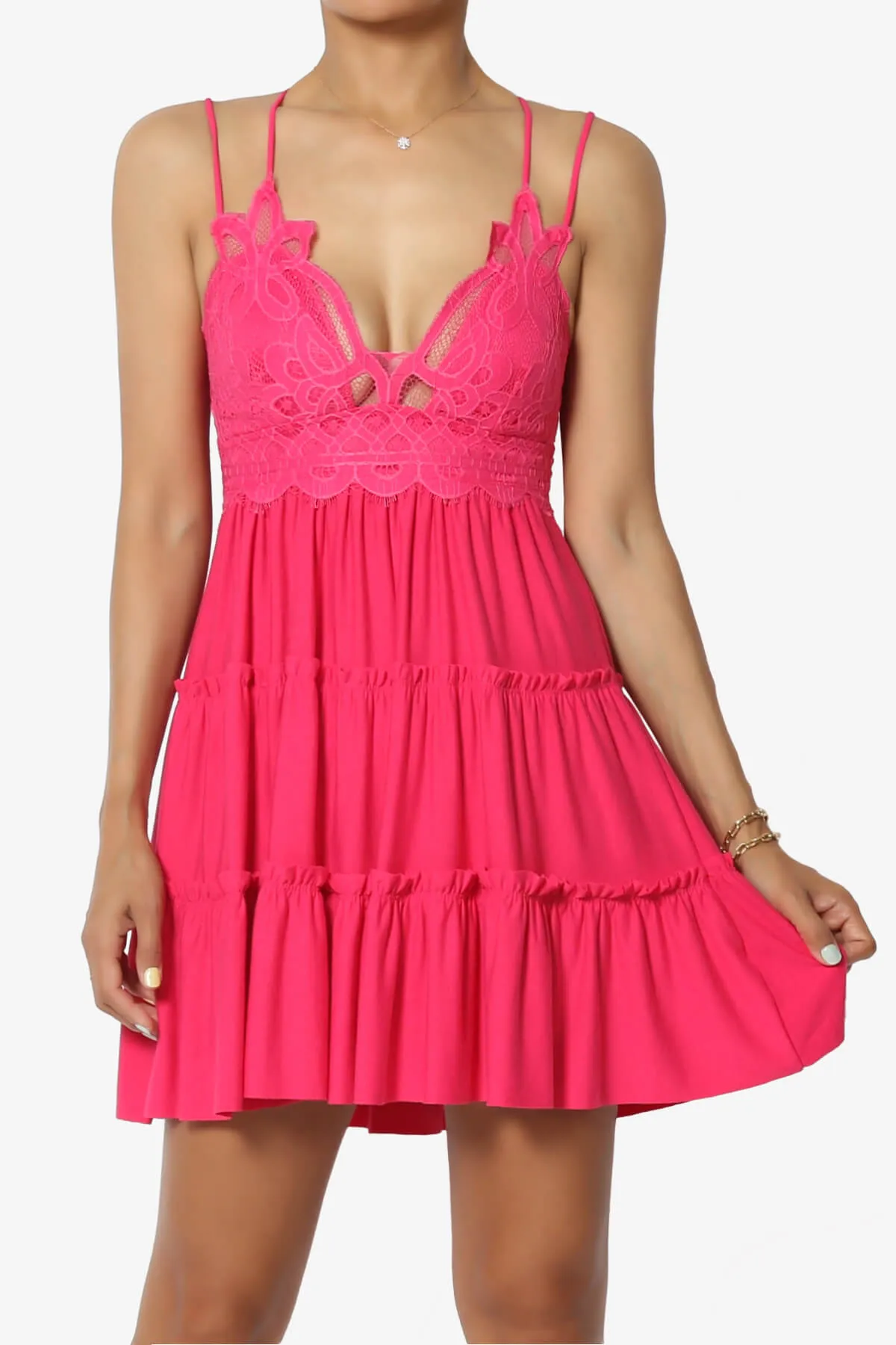 Adella Crochet Lace Ruffle Cami Tunic PLUS