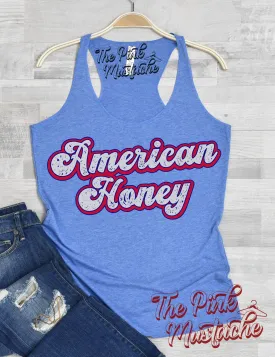 American Honey Racerback Tank Top / Memorial Day July 4th Tank / Retro Style Tank