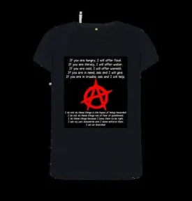 anarchist womens tee shirt-organic cotton, -ETHICAL, ORGANIC, VEGAN