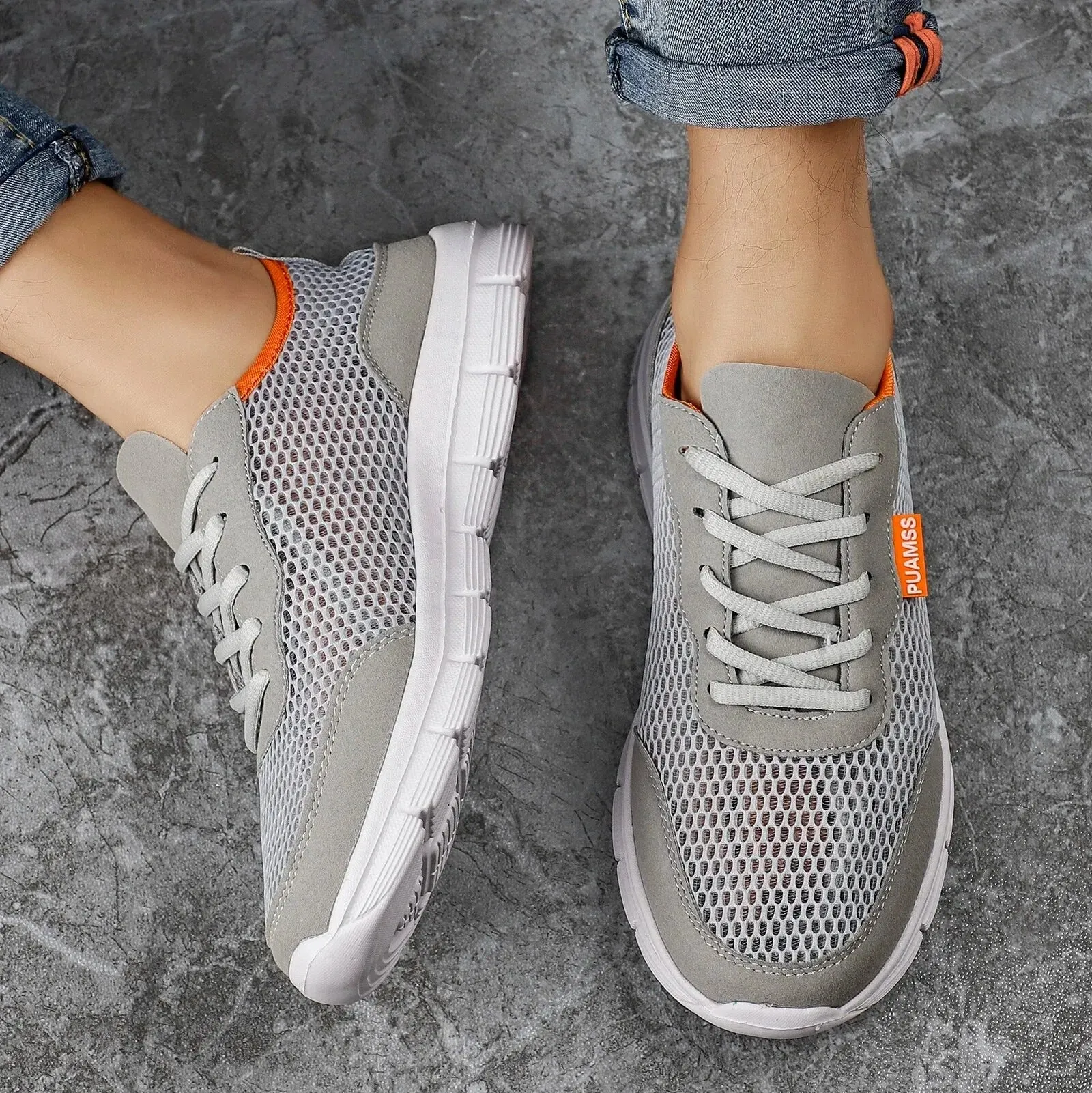 Andningsaktiva sneakers i mesh fr mn