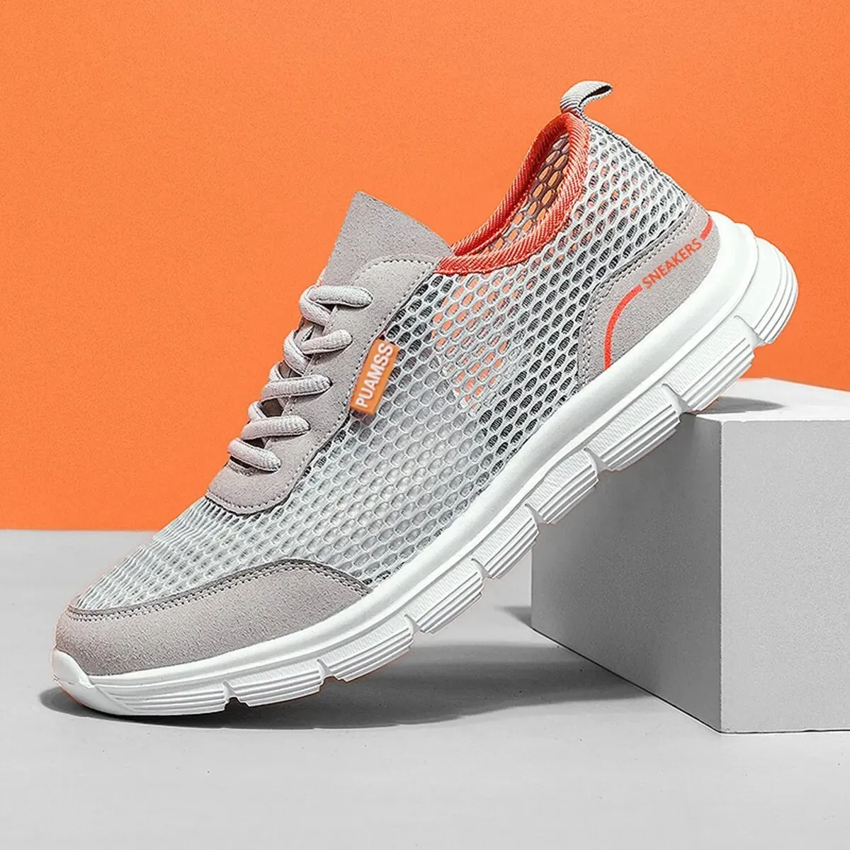 Andningsaktiva sneakers i mesh fr mn