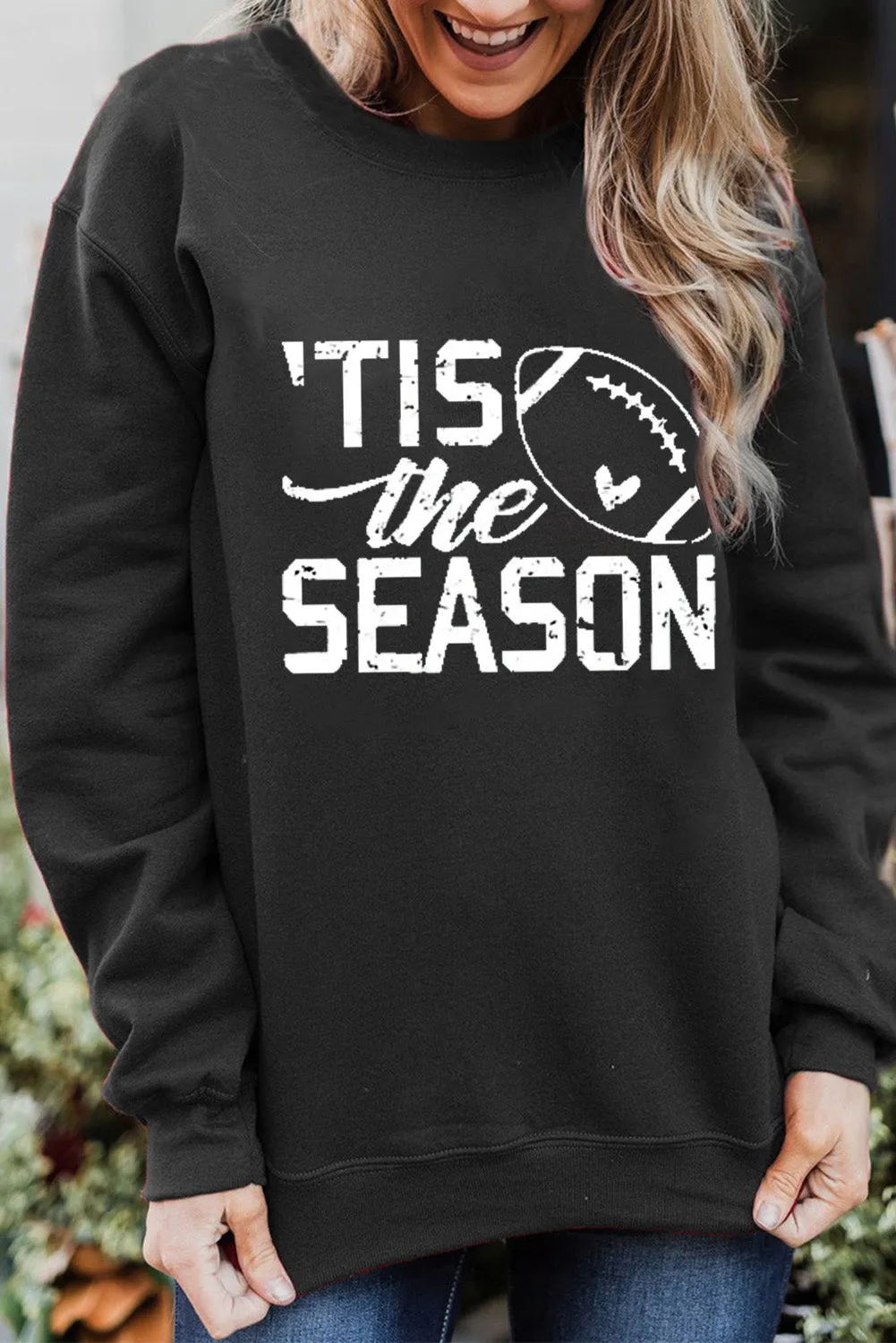*APP EXCLUSIVE* Football Graphic Round Neck Sweatshirt