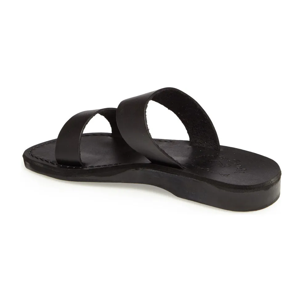 Aviv - Leather Wide Strap Sandal | Black