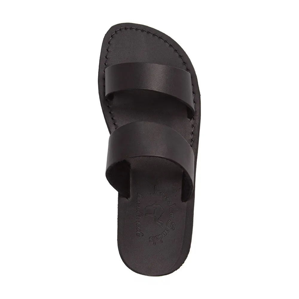 Aviv - Leather Wide Strap Sandal | Black