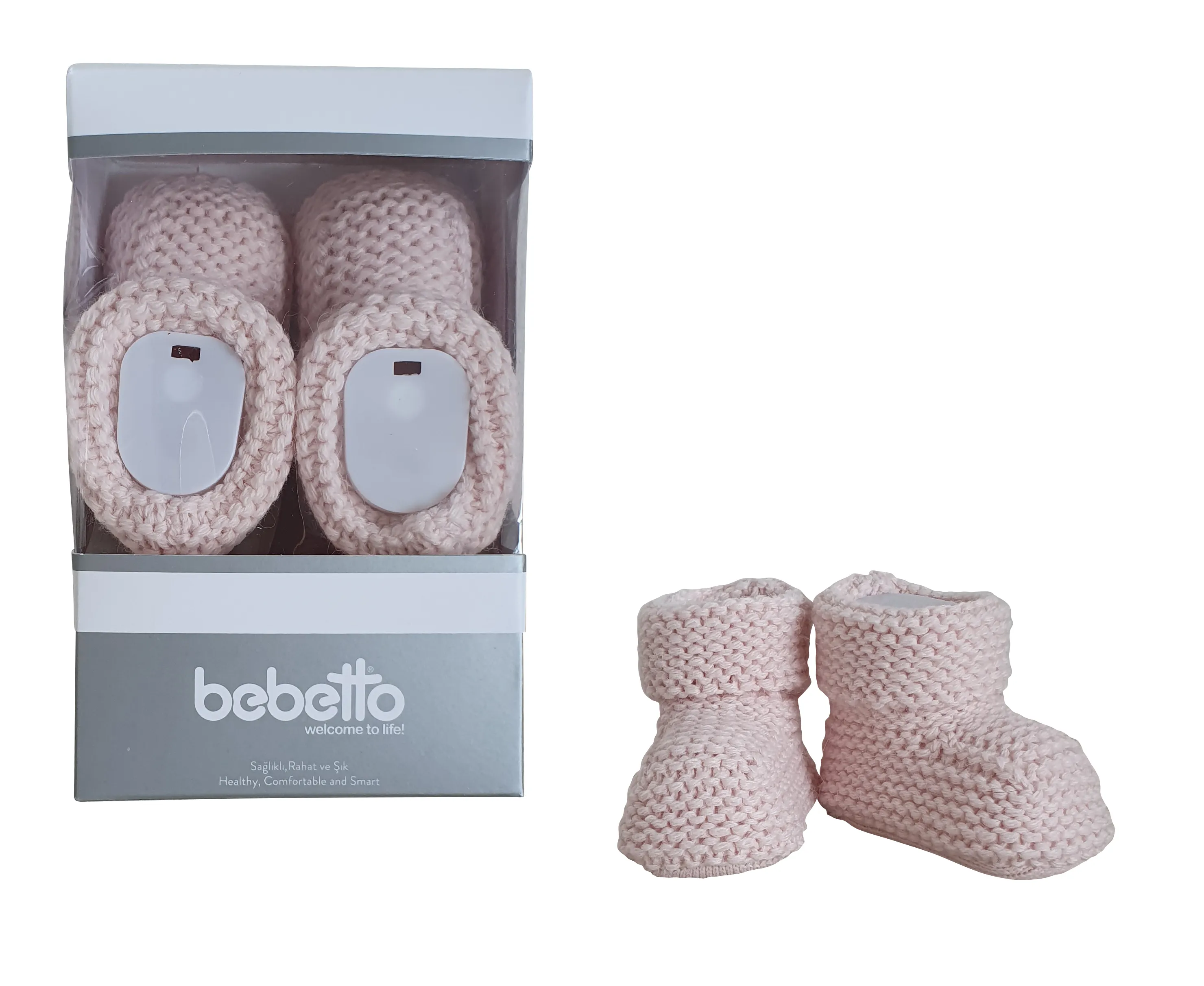 Bebetto Baby Knitted Booties Pink Boxed