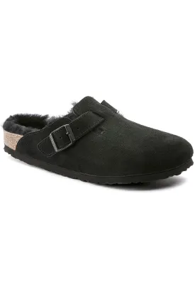 Birkenstock Boston Shearling Suede Leather Clogs Regular Fit