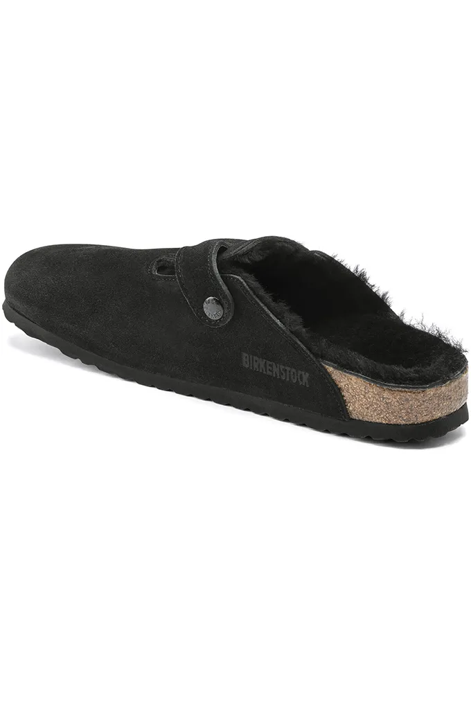 Birkenstock Boston Shearling Suede Leather Clogs Regular Fit