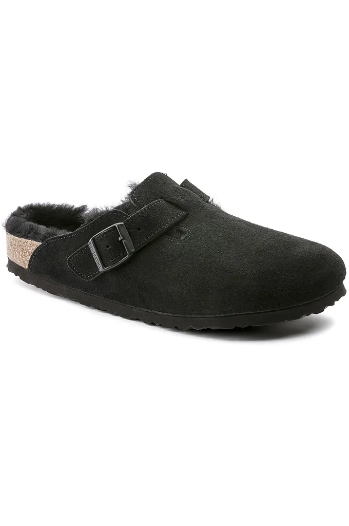 Birkenstock Boston Shearling Suede Leather Clogs Regular Fit