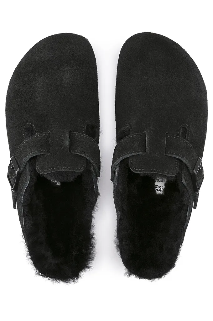 Birkenstock Boston Shearling Suede Leather Clogs Regular Fit