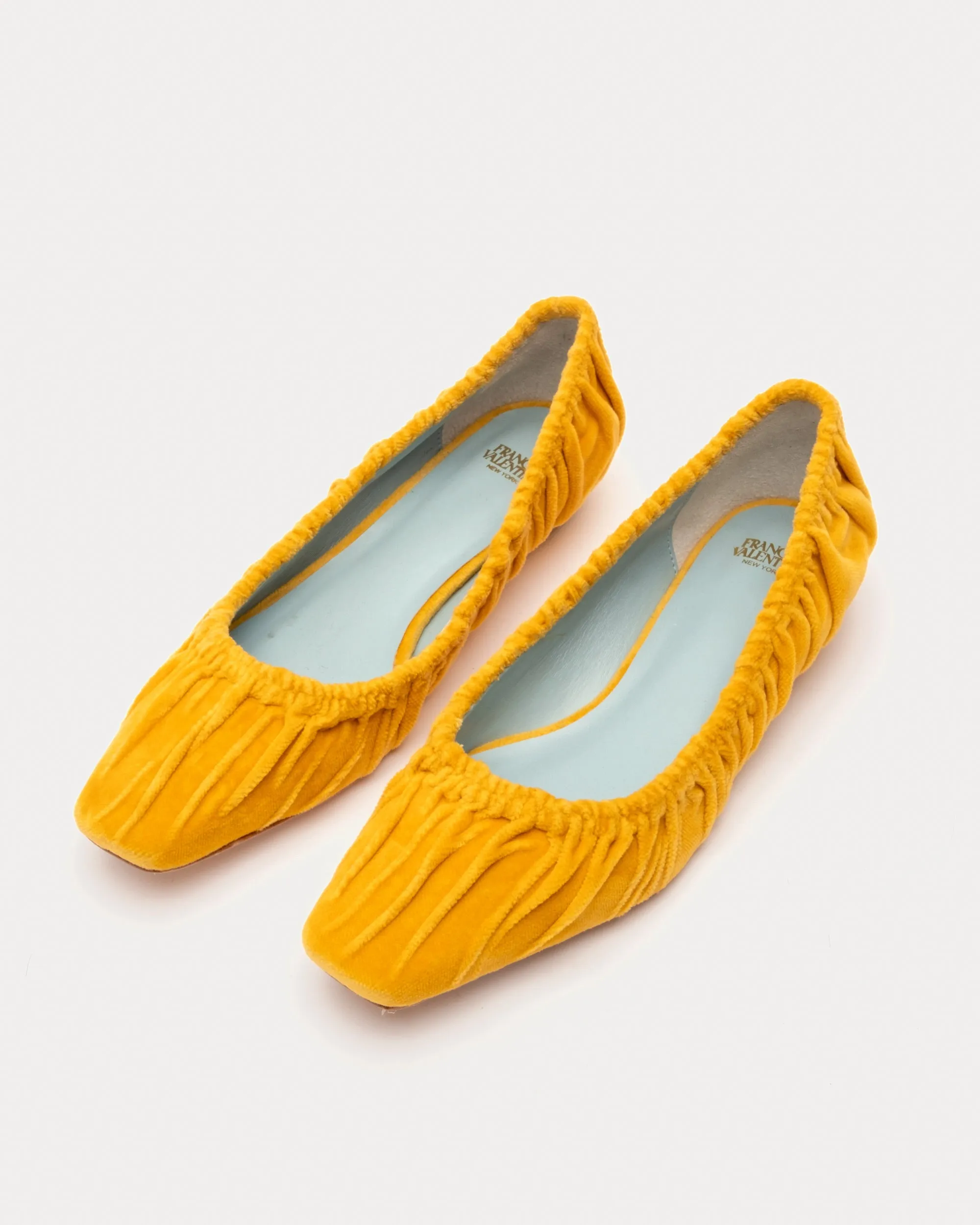 Britta Ruched Flat Velvet Mustard