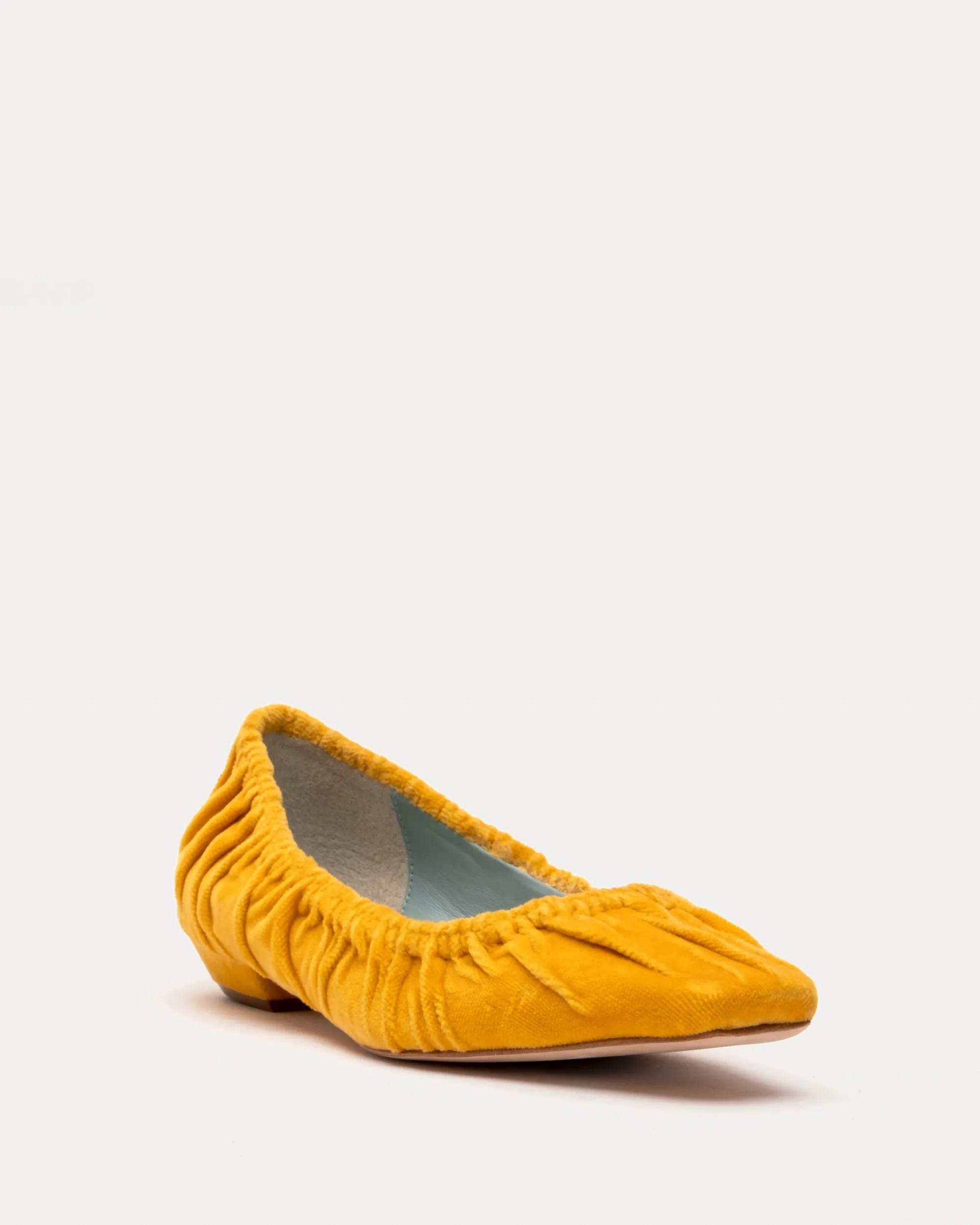 Britta Ruched Flat Velvet Mustard