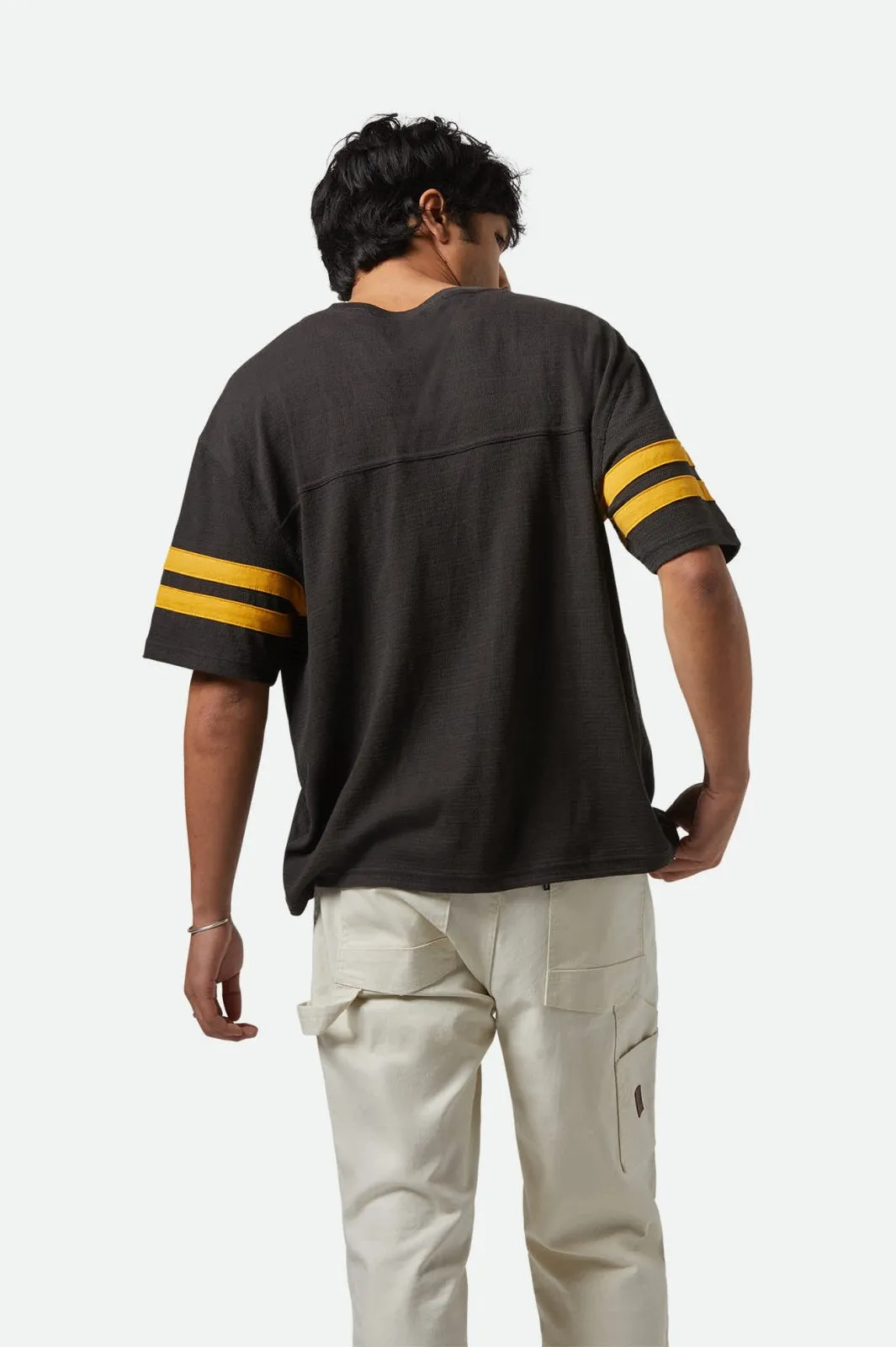 Brixton Mens Washed Black/Ray Flower Vintage Football Mesh Jersey