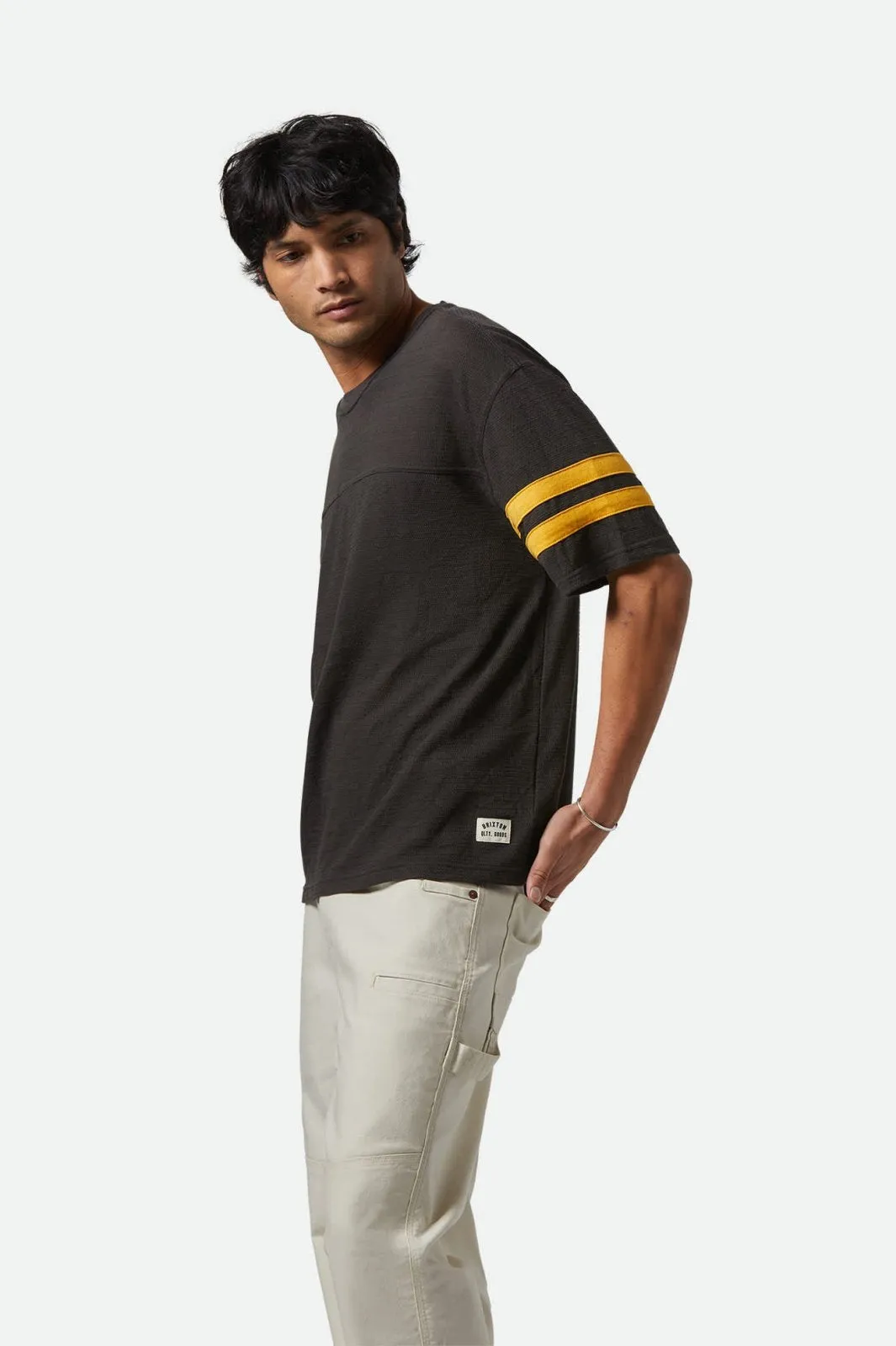 Brixton Mens Washed Black/Ray Flower Vintage Football Mesh Jersey