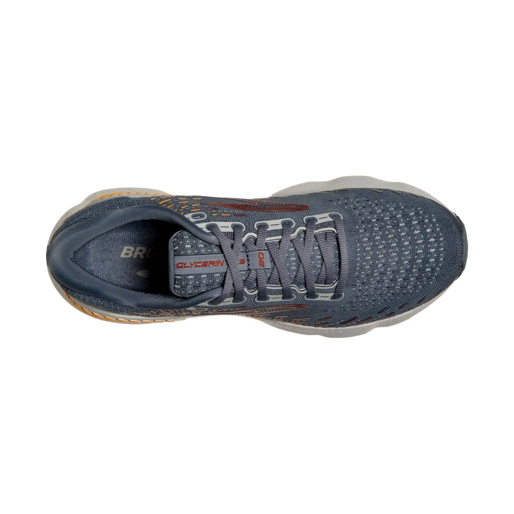Brooks Men's Glycerin GTS 20 Road Running Shoes - Grey/Chili Oil/Orange - ONLINE STORE CREDIT/EXCHANGE ONLY