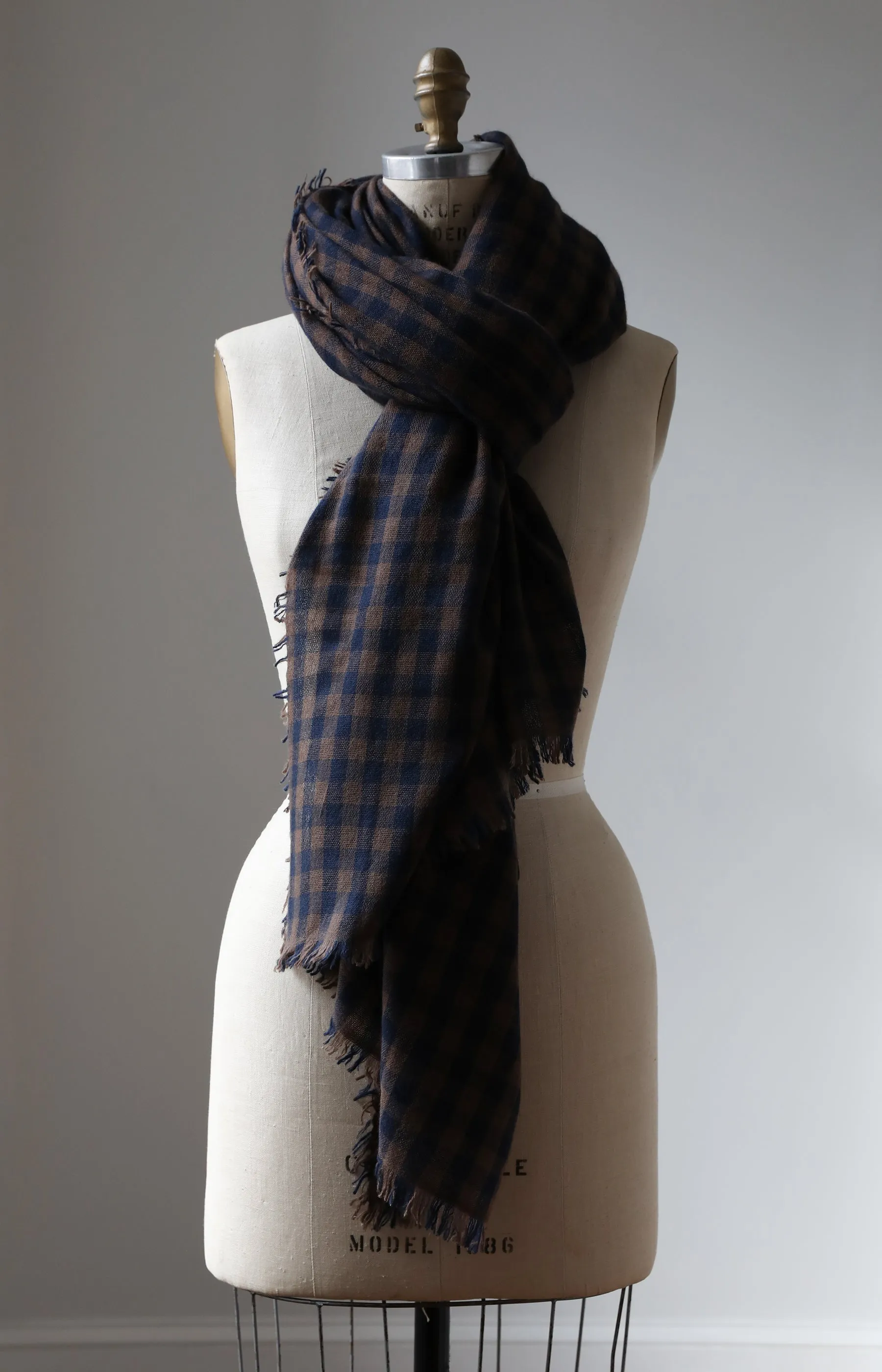 Brown & Navy Cashmere Scarf