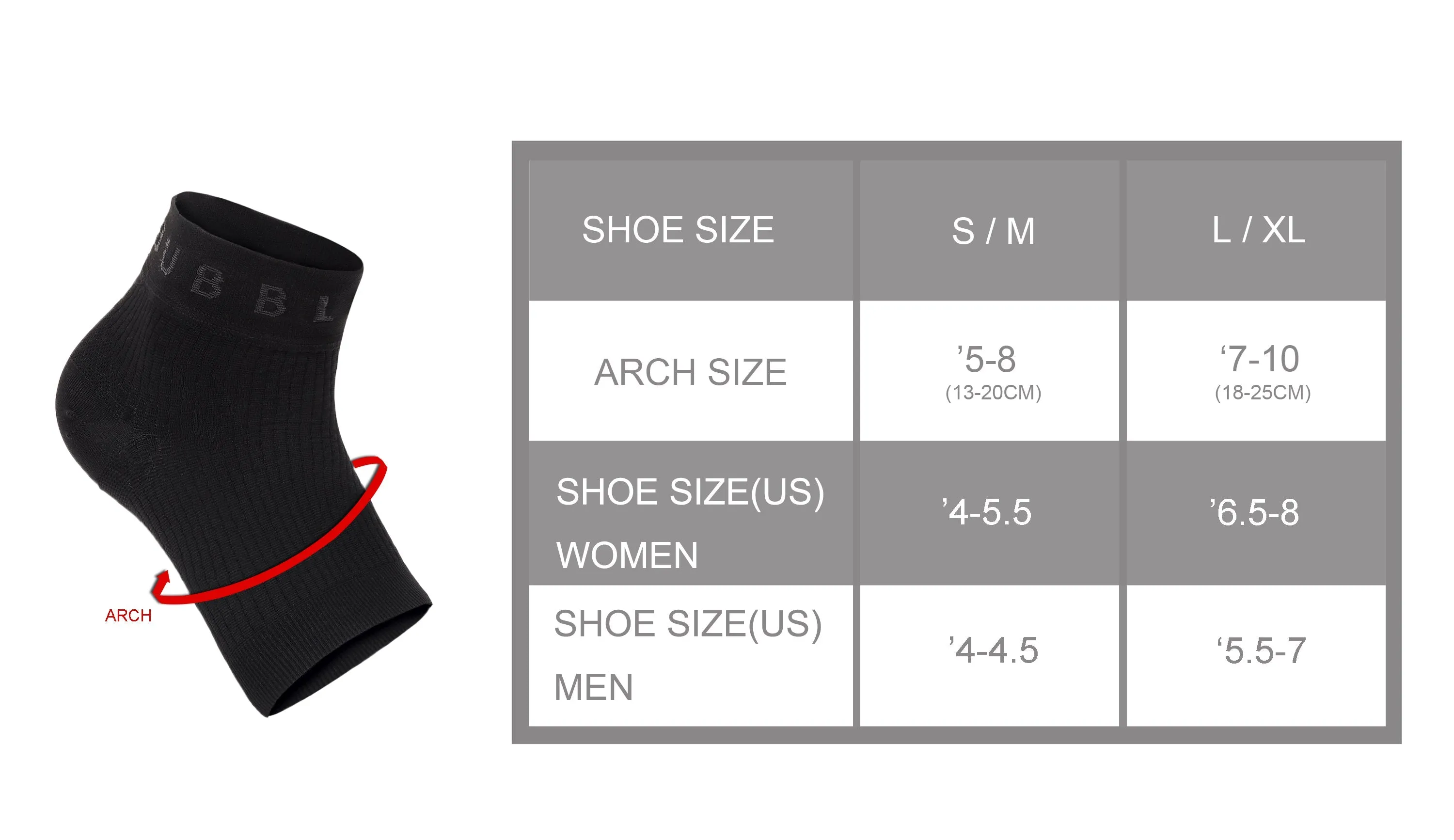 BUBBLELIME 80N/20S Compression Arch Support Ankle Brace_Plus Size