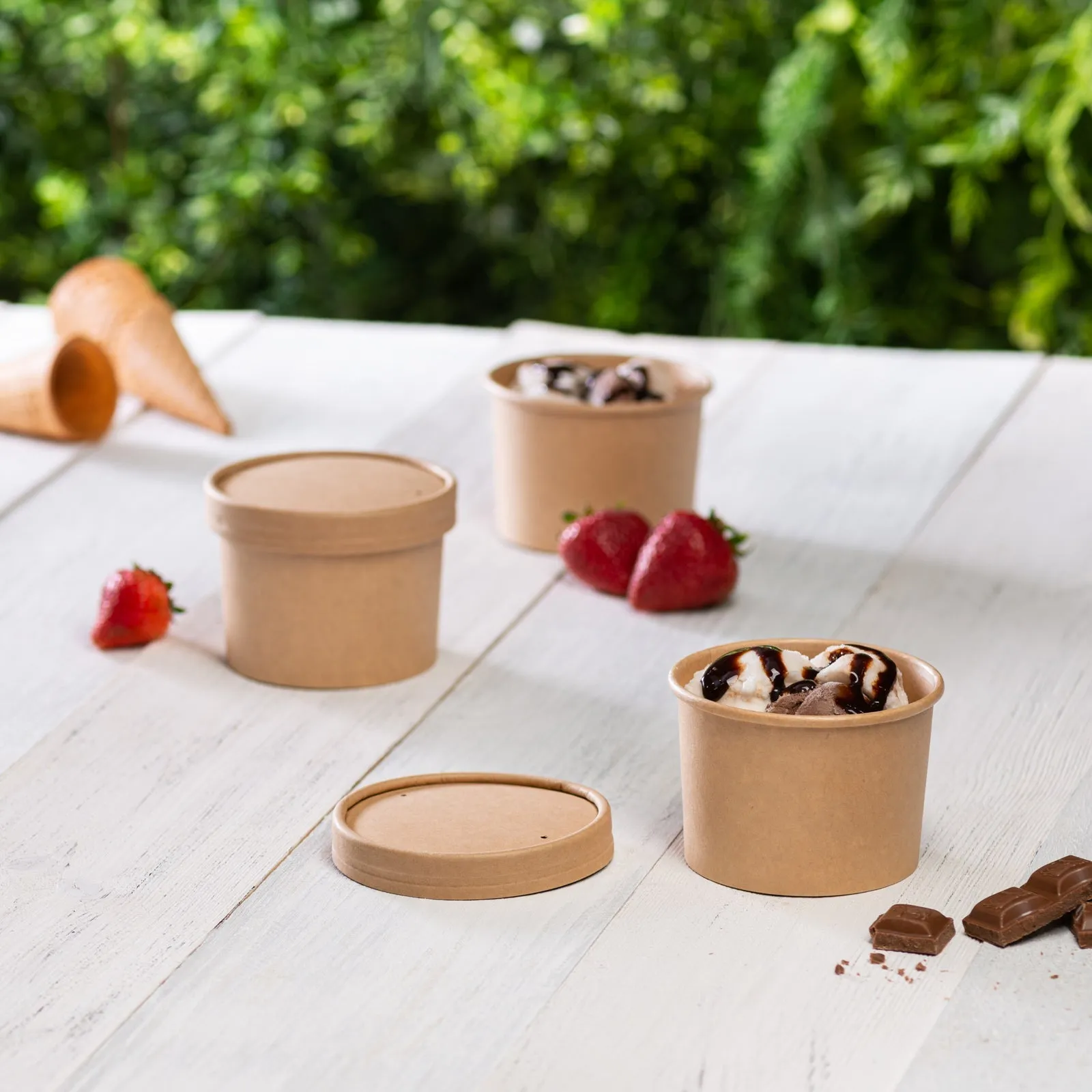 [Case of 250] 12 oz. Paper Food Containers With Vented Lids, To Go Hot Soup Bowls, Disposable Ice Cream Cups, Kraft
