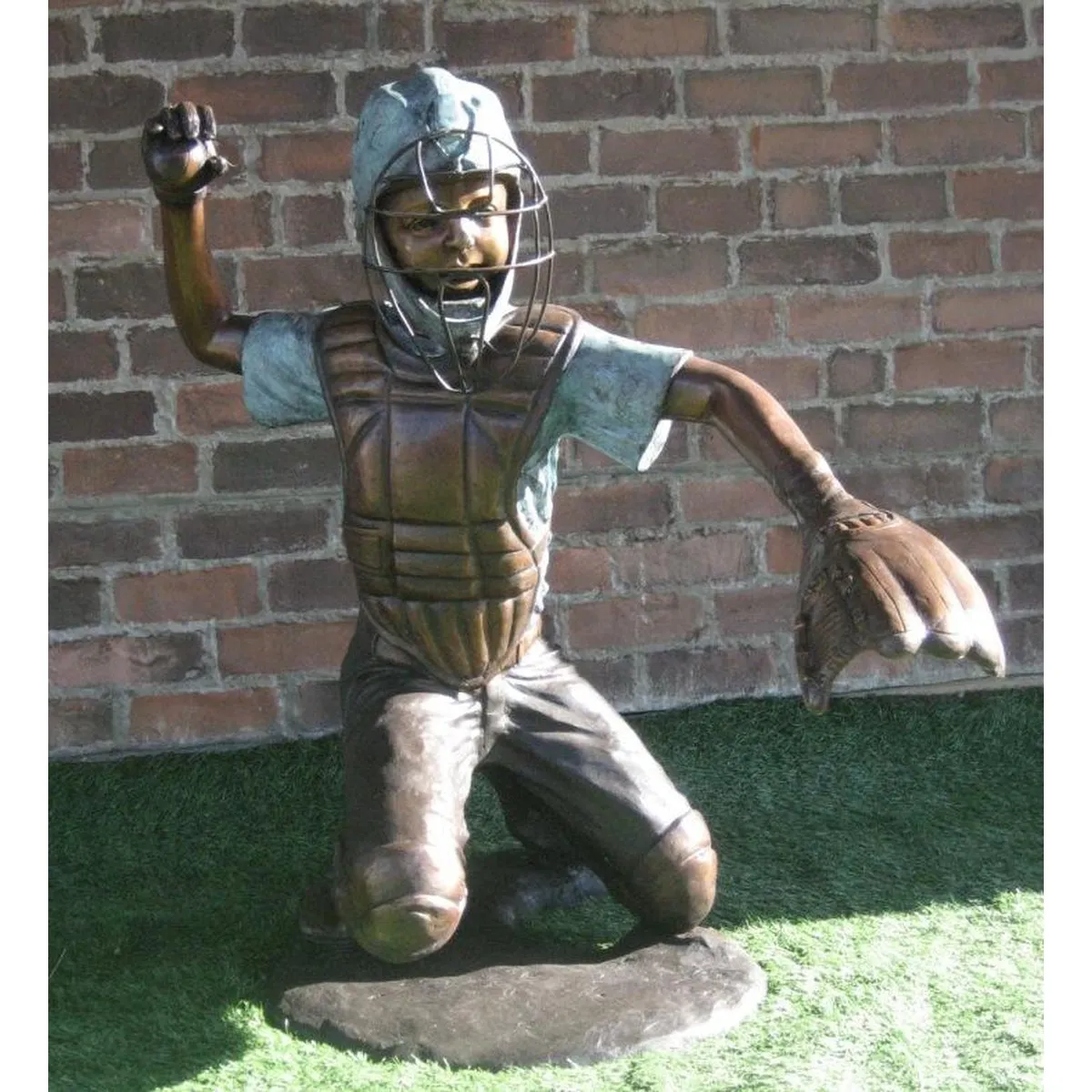 Catcher's Throw, Baseball Statue