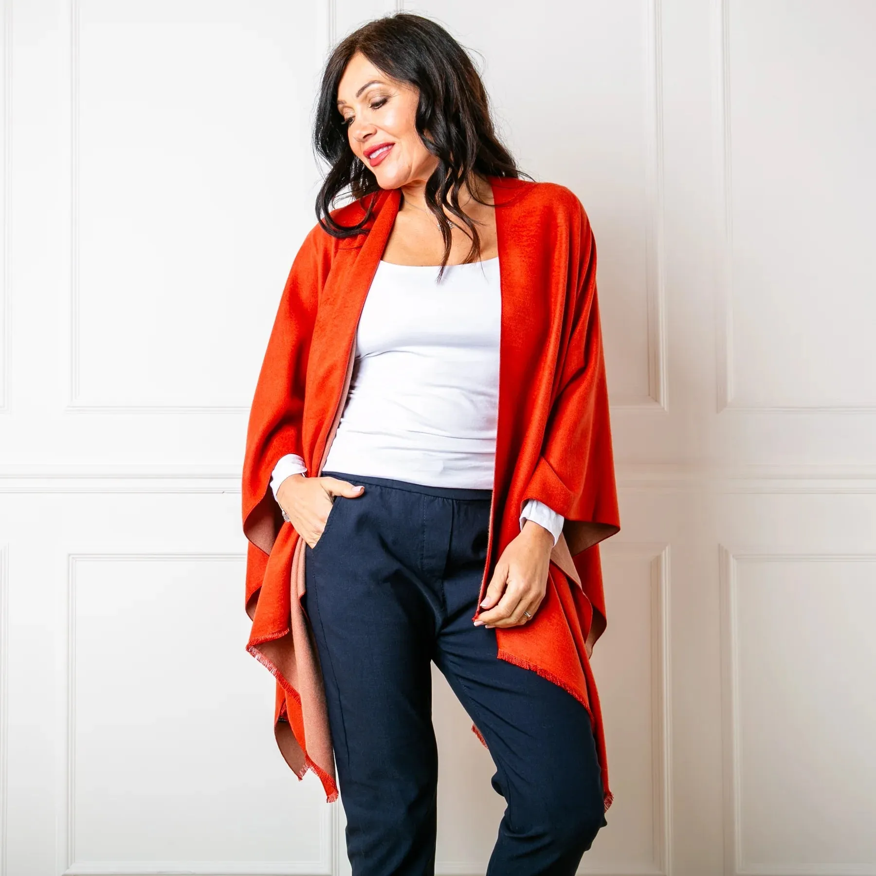 Cinnamon & Fudge Tess Reversible Poncho Wrap by Tilley & Grace