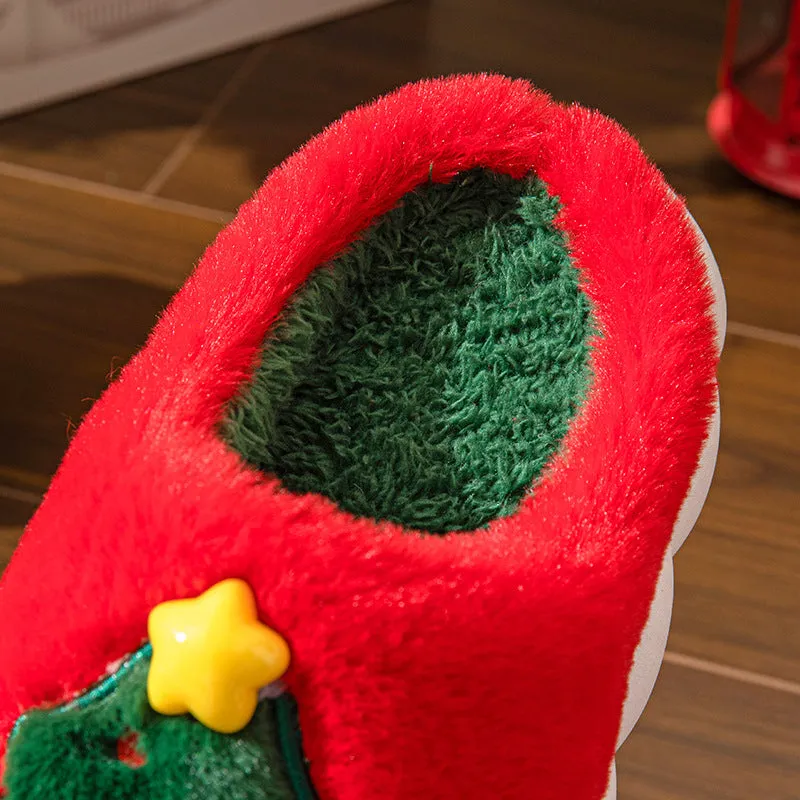 Cozy Christmas Tree Slippers Cotton Slippers Cartoon Cute Warm Cotton Shoes With Thick Soles Comfortable Indoor cotton slippers Cozy Footwear Warm Slippers lioness-love