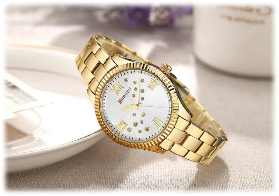 CURREN Original Brand Stainless Steel Wrist Watch For Women With Brand (Box & Bag)-9009