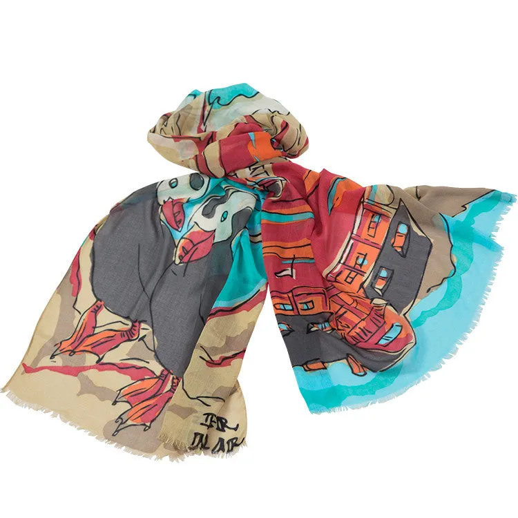 Custom Designed Hand Drawn Resort Scarves