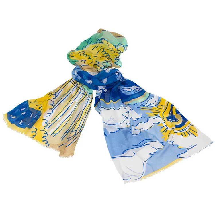 Custom Designed Hand Drawn Resort Scarves