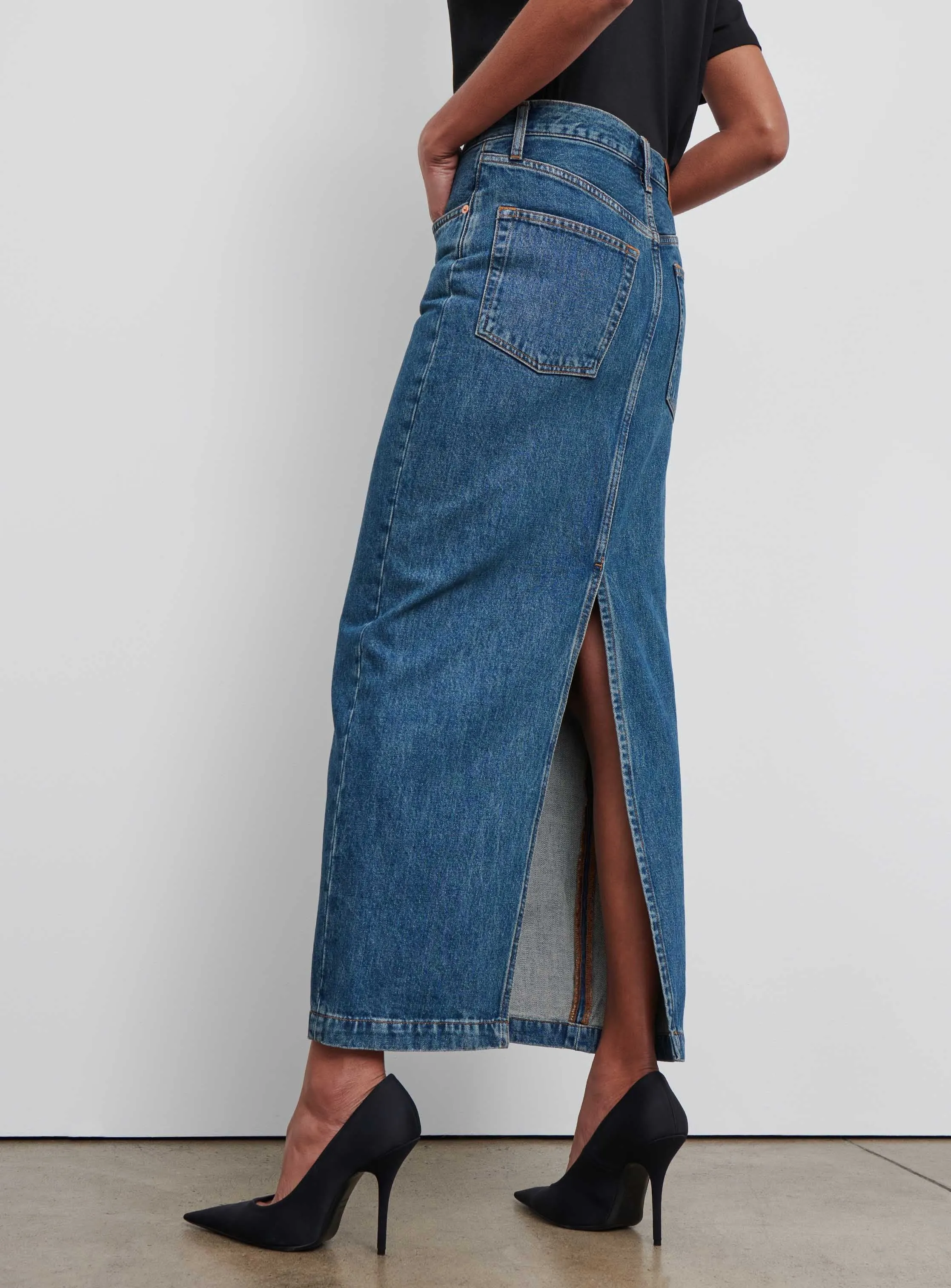 Denim Column Skirt