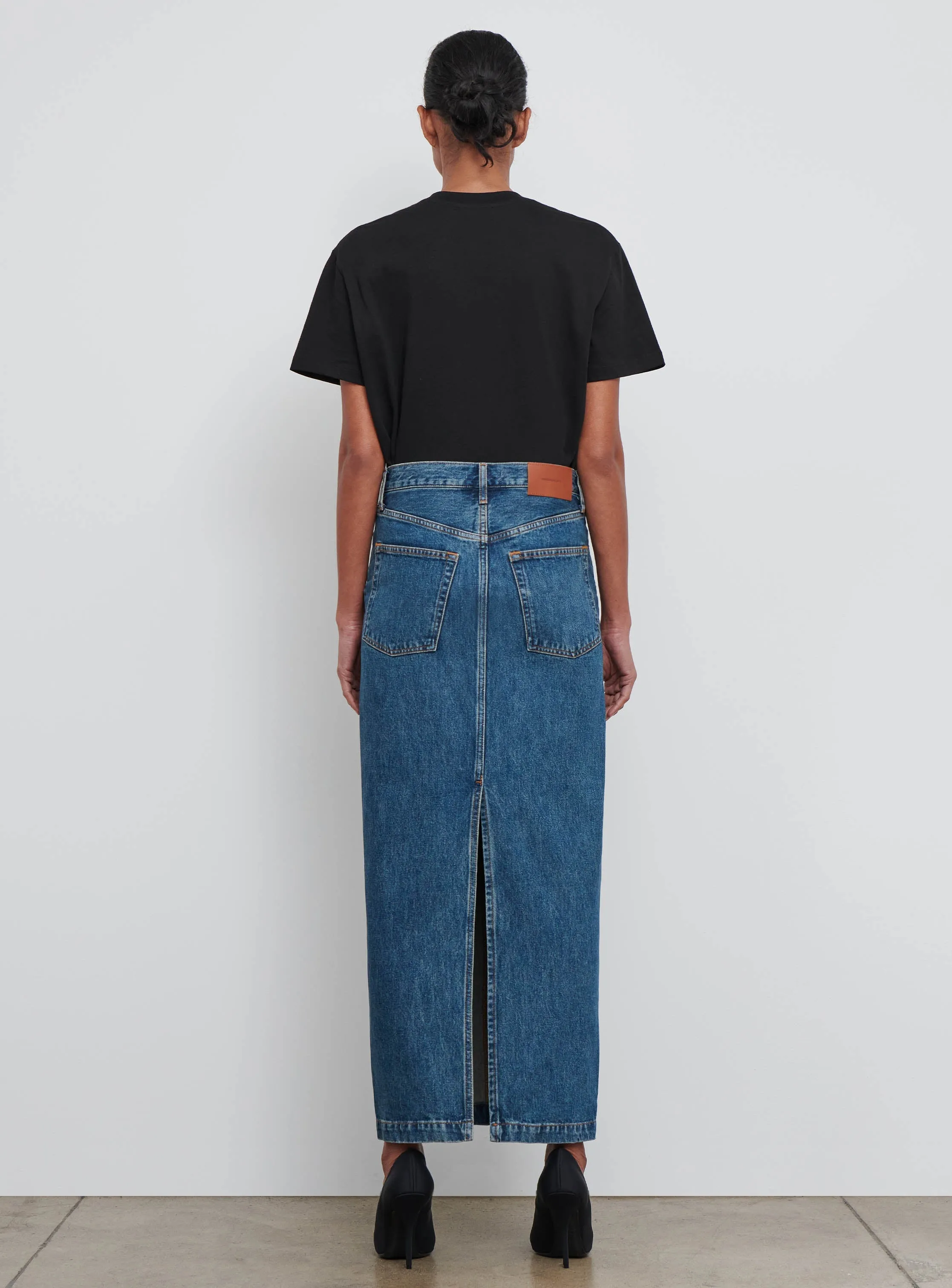 Denim Column Skirt