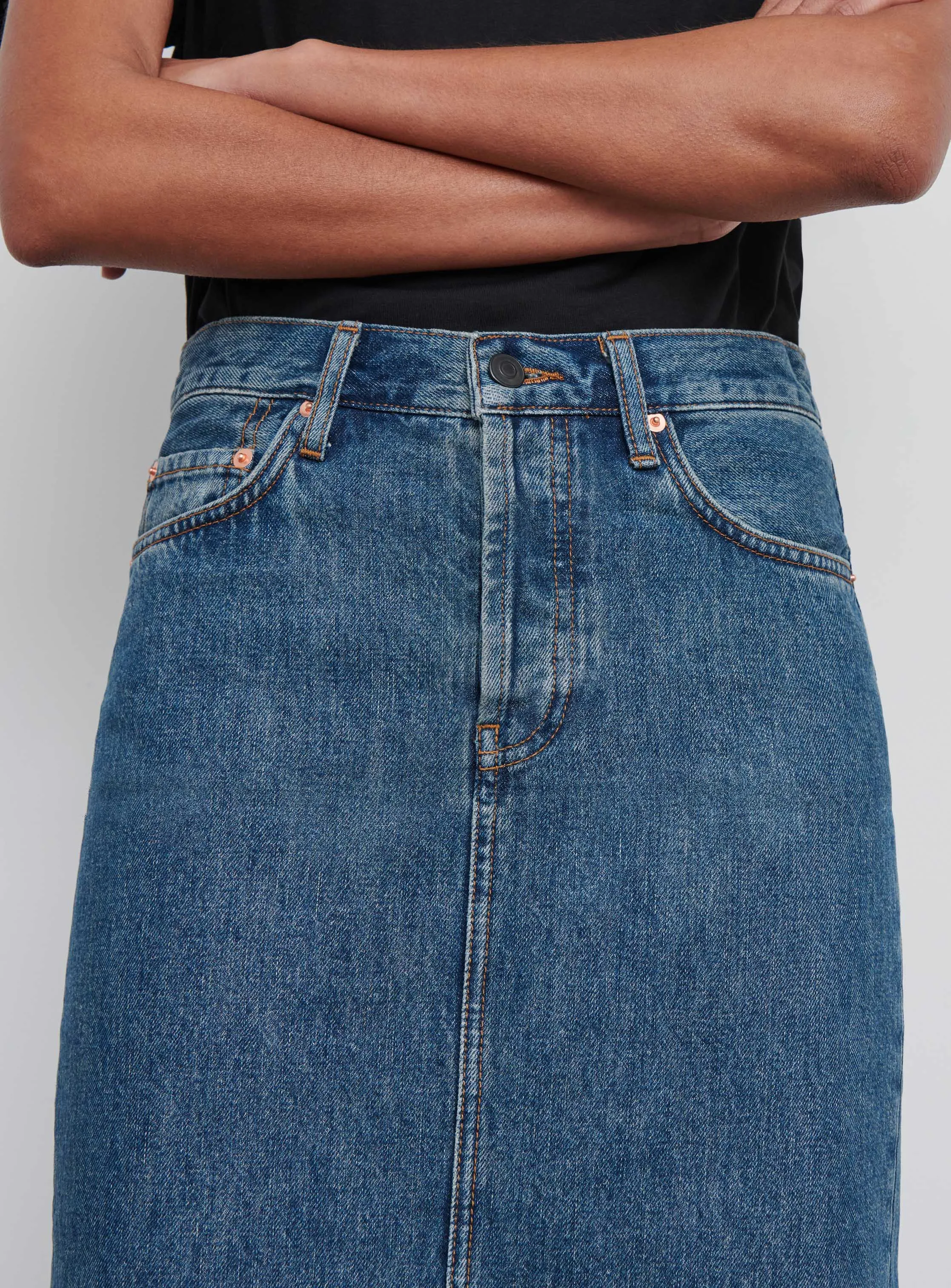 Denim Column Skirt
