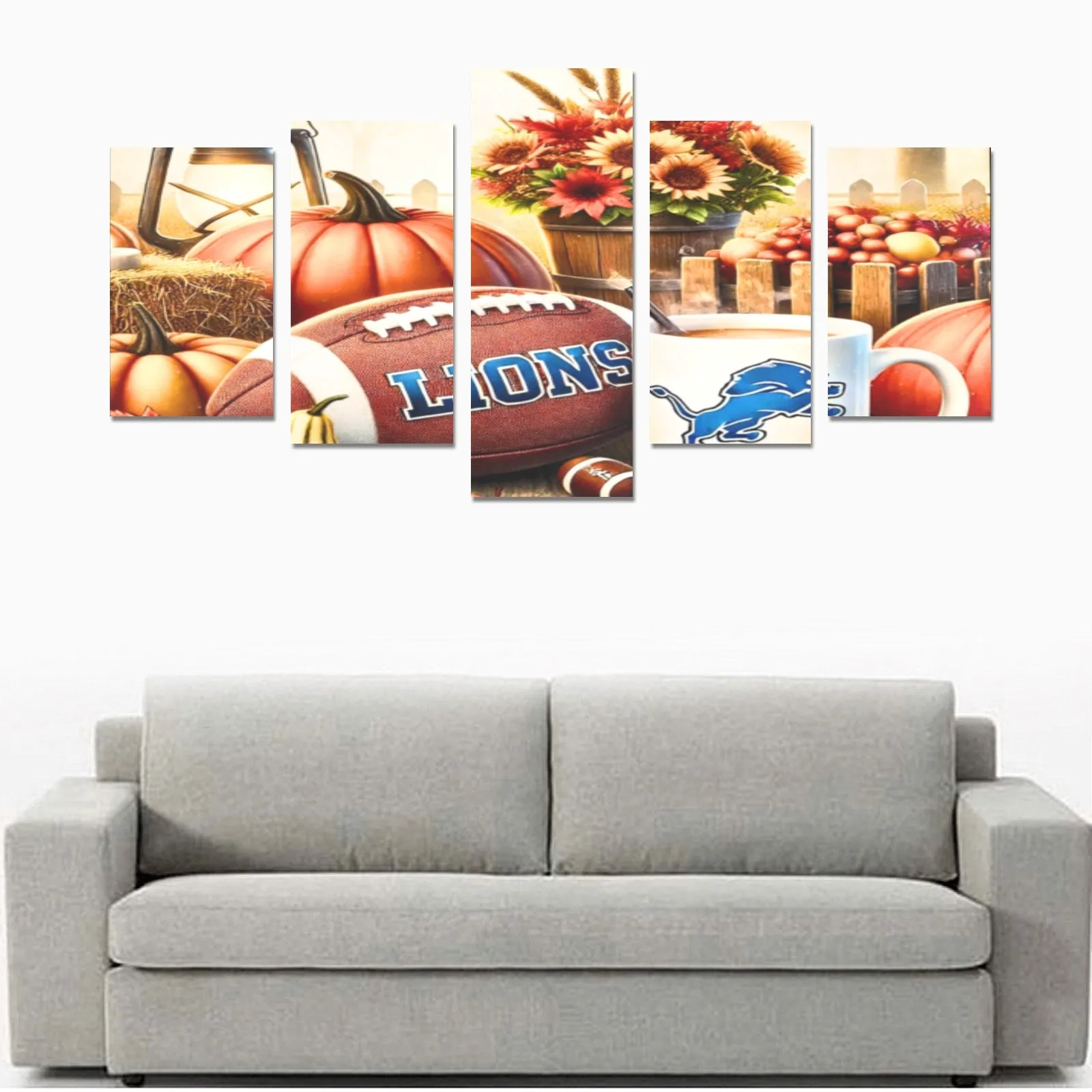 Detroit Lions Fall Canvas Wall Art | Football and Autumn Décor for Home or Man Cave