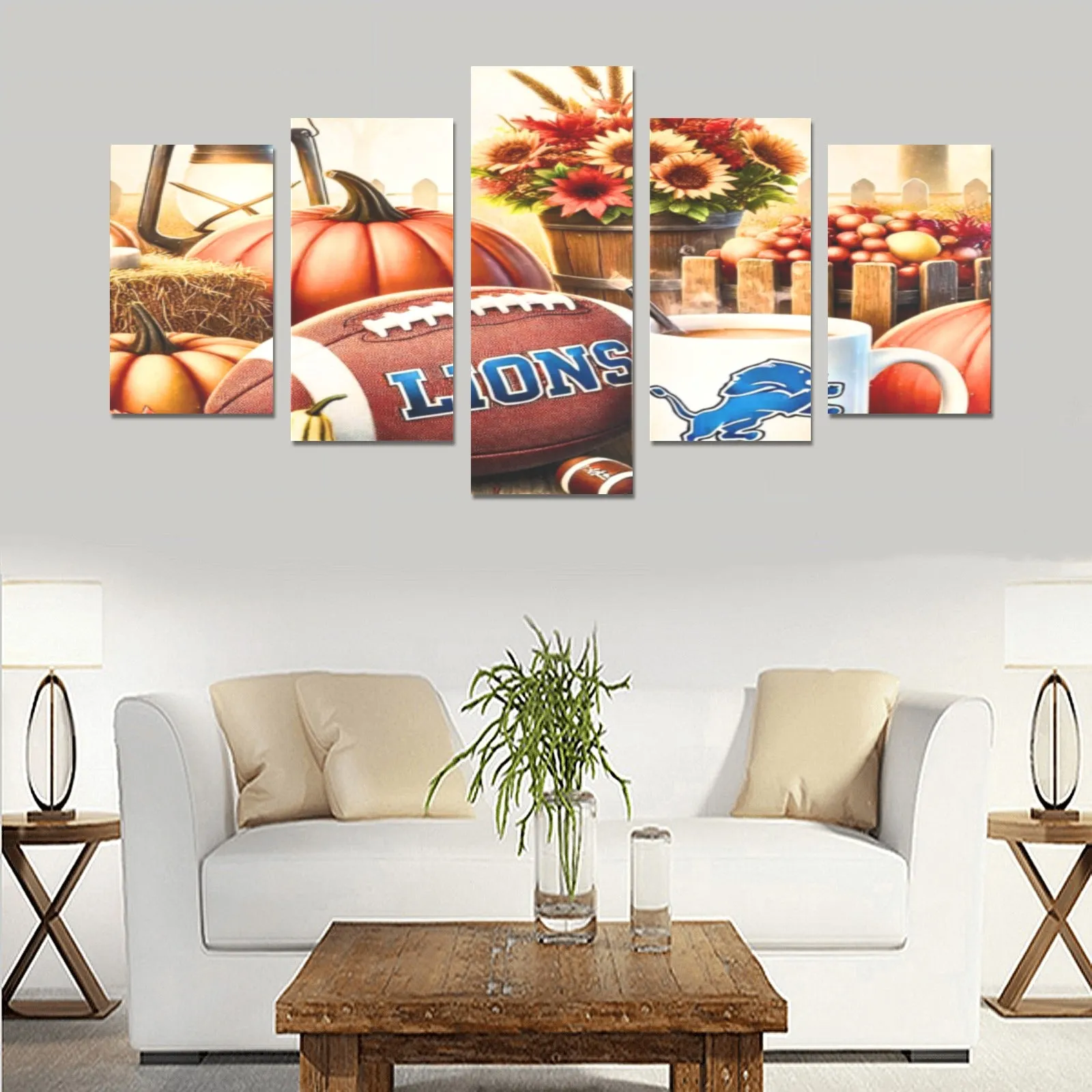 Detroit Lions Fall Canvas Wall Art | Football and Autumn Décor for Home or Man Cave