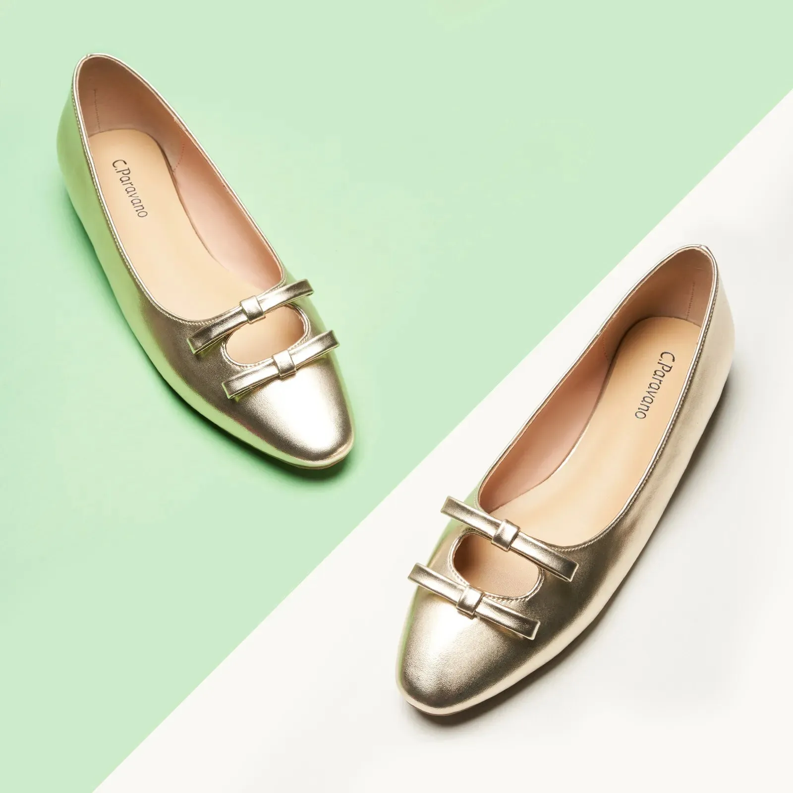 Double Bow Ties Cutout Ballet Flats (Emma)