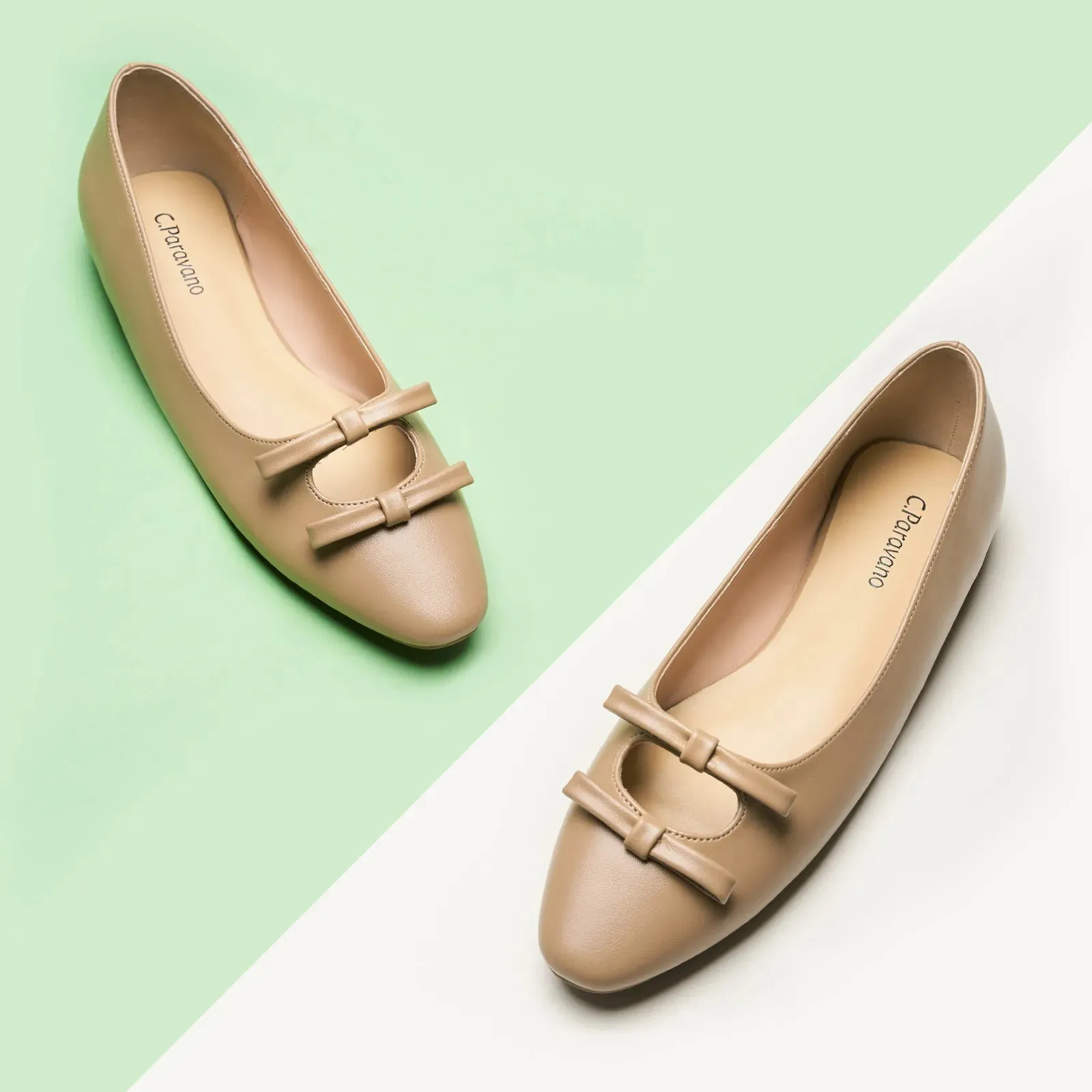 Double Bow Ties Cutout Ballet Flats (Emma)