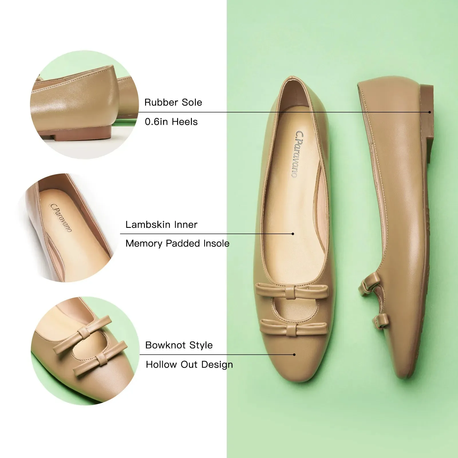 Double Bow Ties Cutout Ballet Flats (Emma)
