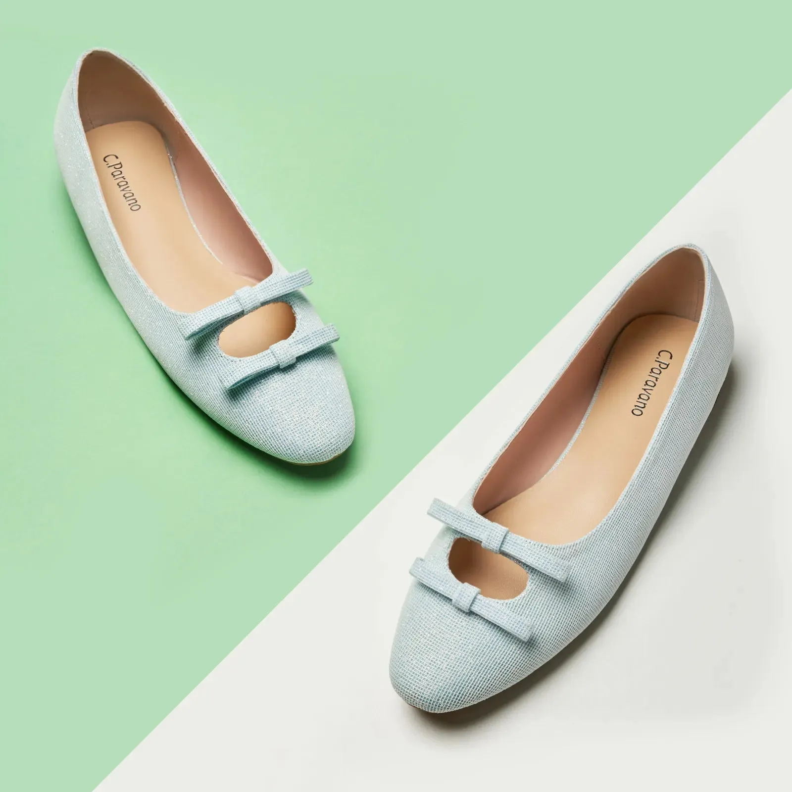 Double Bow Ties Cutout Ballet Flats (Emma)
